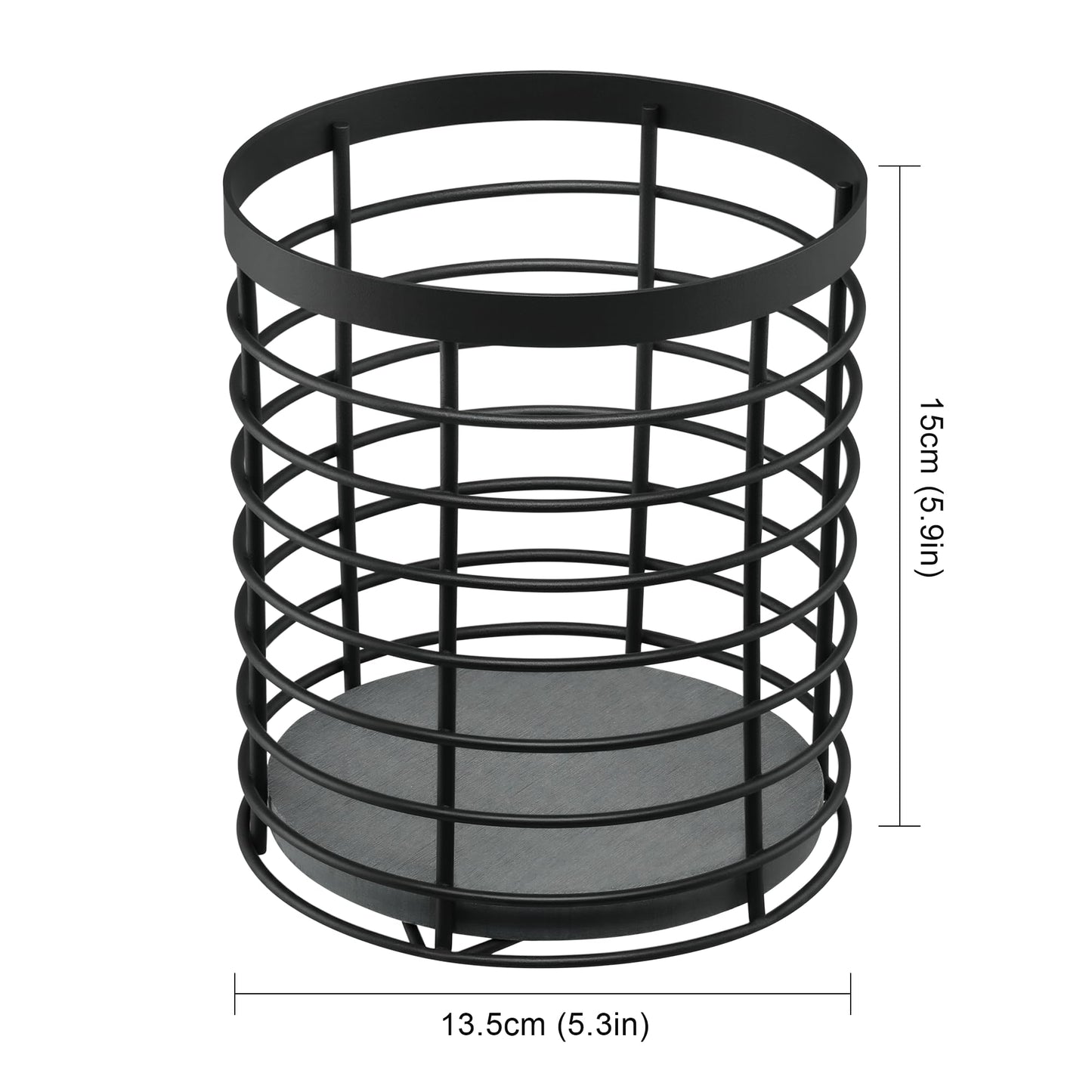 DTONIMA Utensil holder - Large Round Utensils Holder with Diatomaceous Base Matte Black Cooking Utensil Holder,Kitchen countertop Utensil Organizer (Metal)