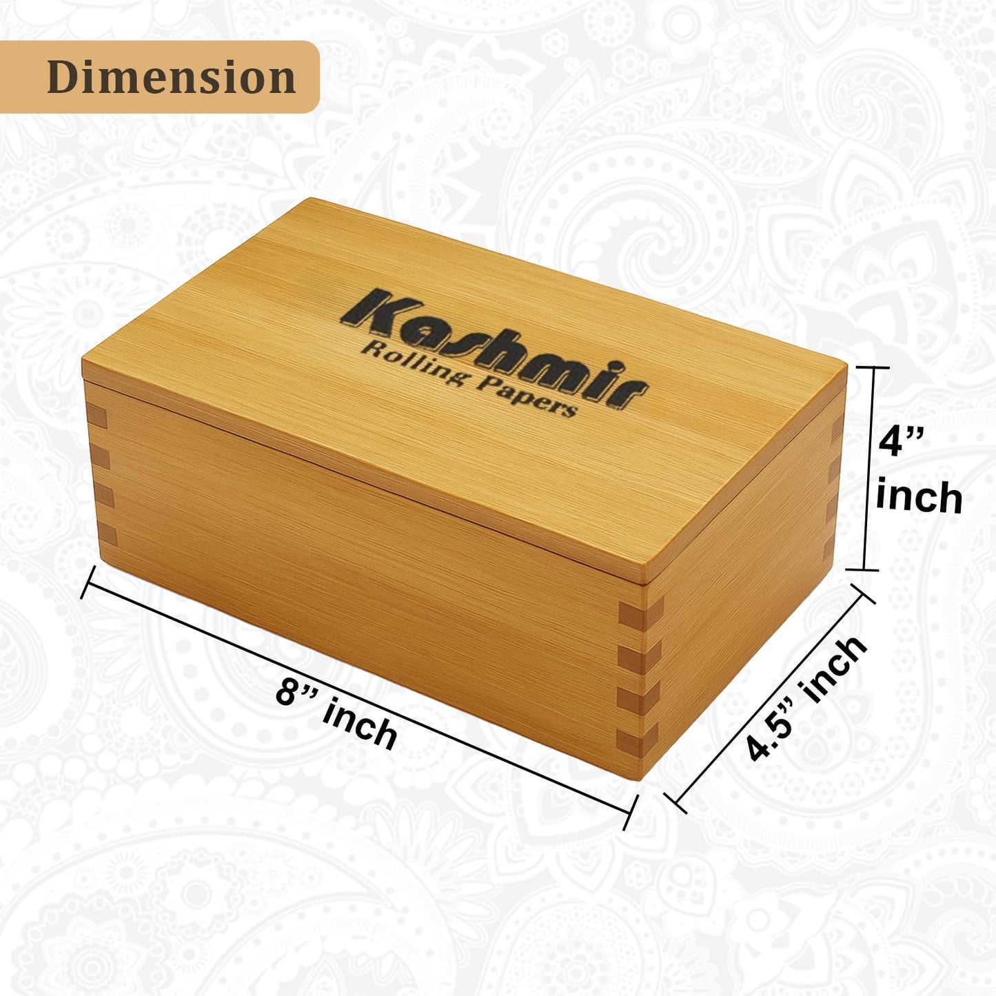 Kashmir Wooden Storage Kit – Bamboo Lockable Stash Box with Glass Jar & Rolling Tray, Smell-Proof Organizer for Home or Travel, Decorative Keepsake Gift with Combination Lock