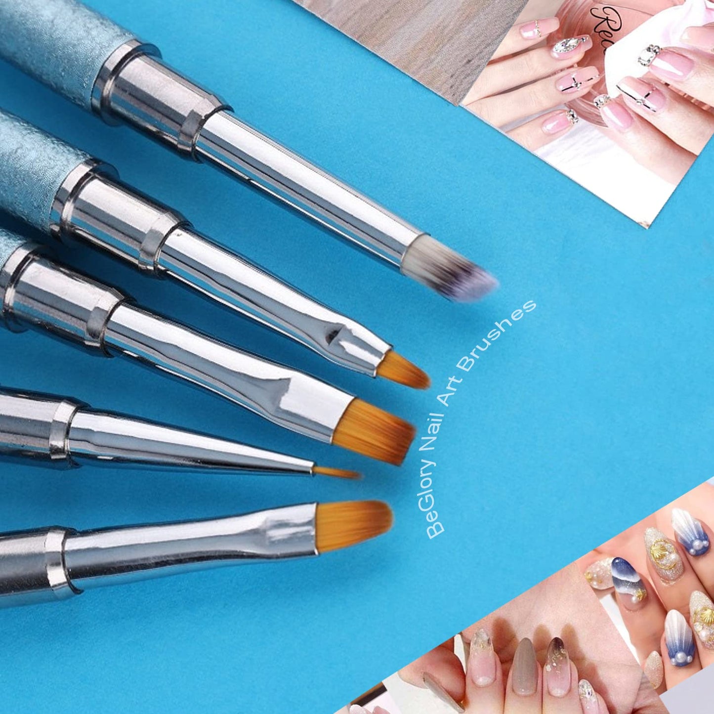 10PCS Acrylic Nail Art Brushes Set Manicure Tools Nail Art DIY Design Brush for Acrylic Application Pedicure Round Nail Art Brush for Acrylic Powder Nail Extension Nail Professional