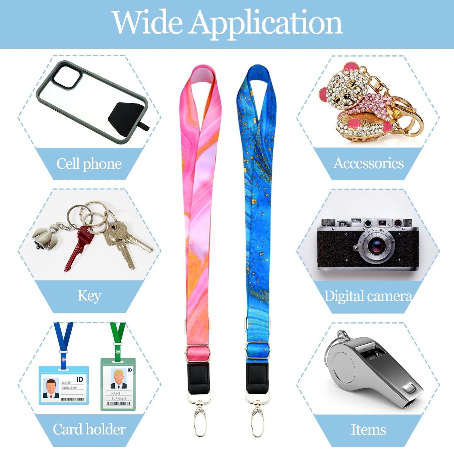 Chinco 5 Pcs Crossbody Cell Phone Lanyards Universal Adjustable Neck Strap and Phone Patches Compatible with Most Smartphones(Marble Pattern,Bright Color)