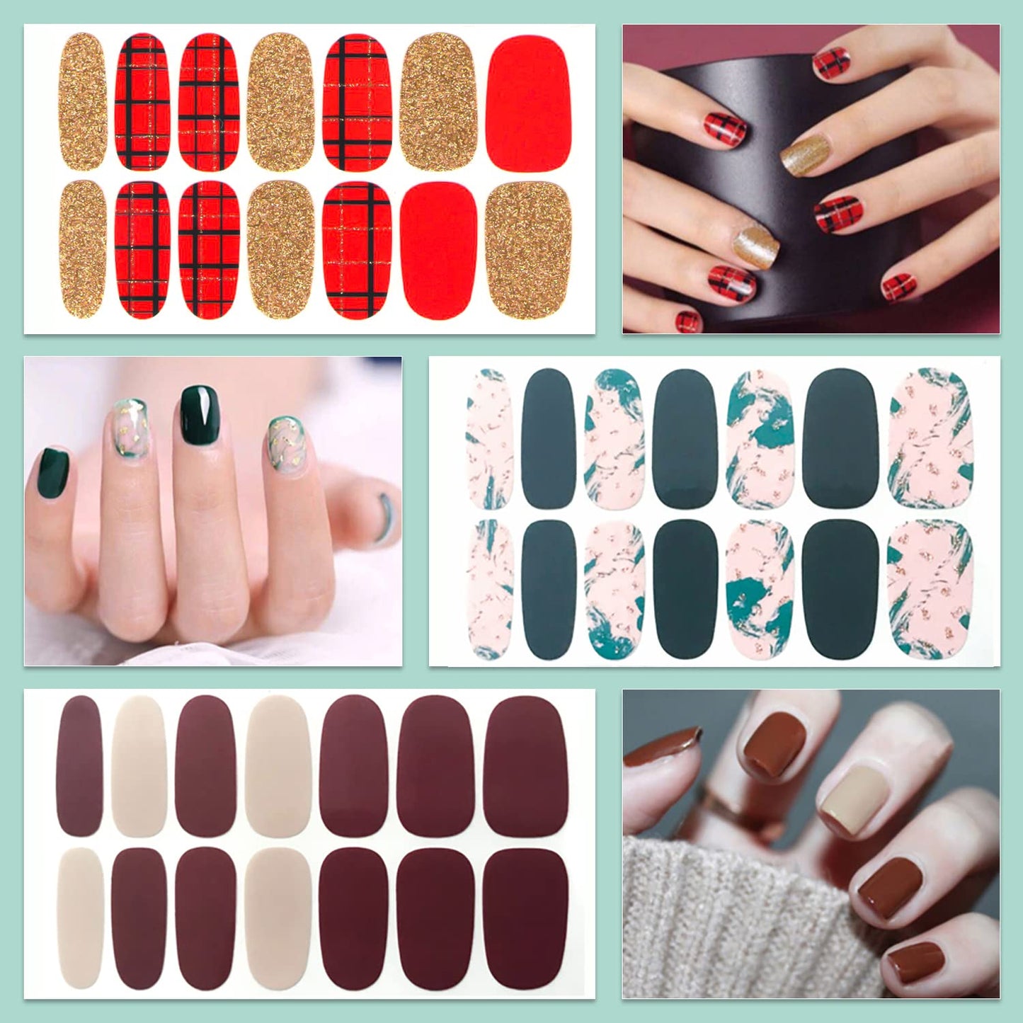 WOKOTO 20 Sheets Solid & Gradient Full Nail Wraps for Women Nails Self Adhesive Nail Polish Stickers Classic Solid Nail Strips Peel and Stick Nail Polish Strips Gel Stickers for Nail Art Wraps