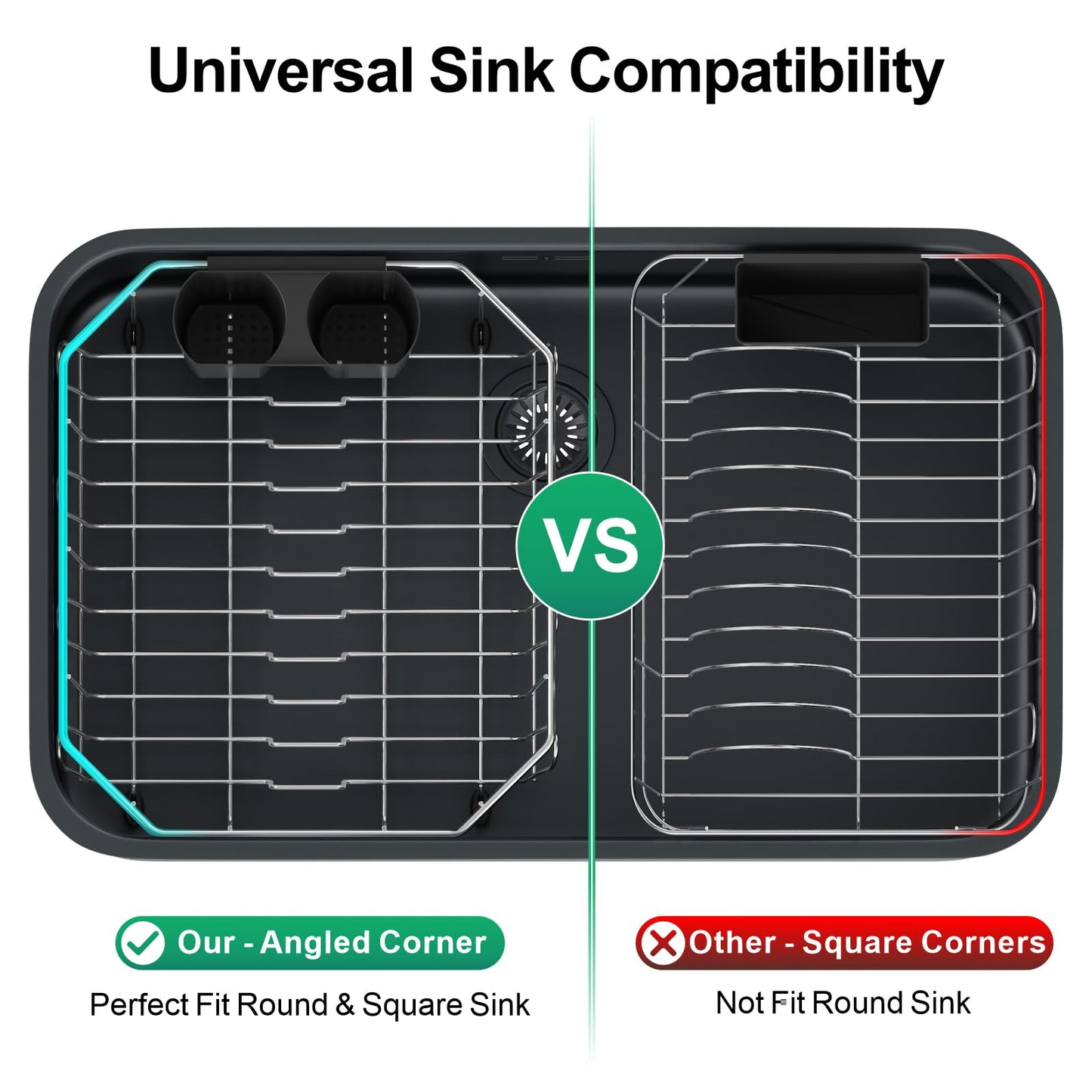 GSlife Small in Sink Dish Drying Rack - Stainless Steel Compact Dish Drainer for RV Kitchen Apartment Sink, Rust Resistant Inside Sink Rack, 1–2 Person Households, 11.6" W x 13.4" L, Silver