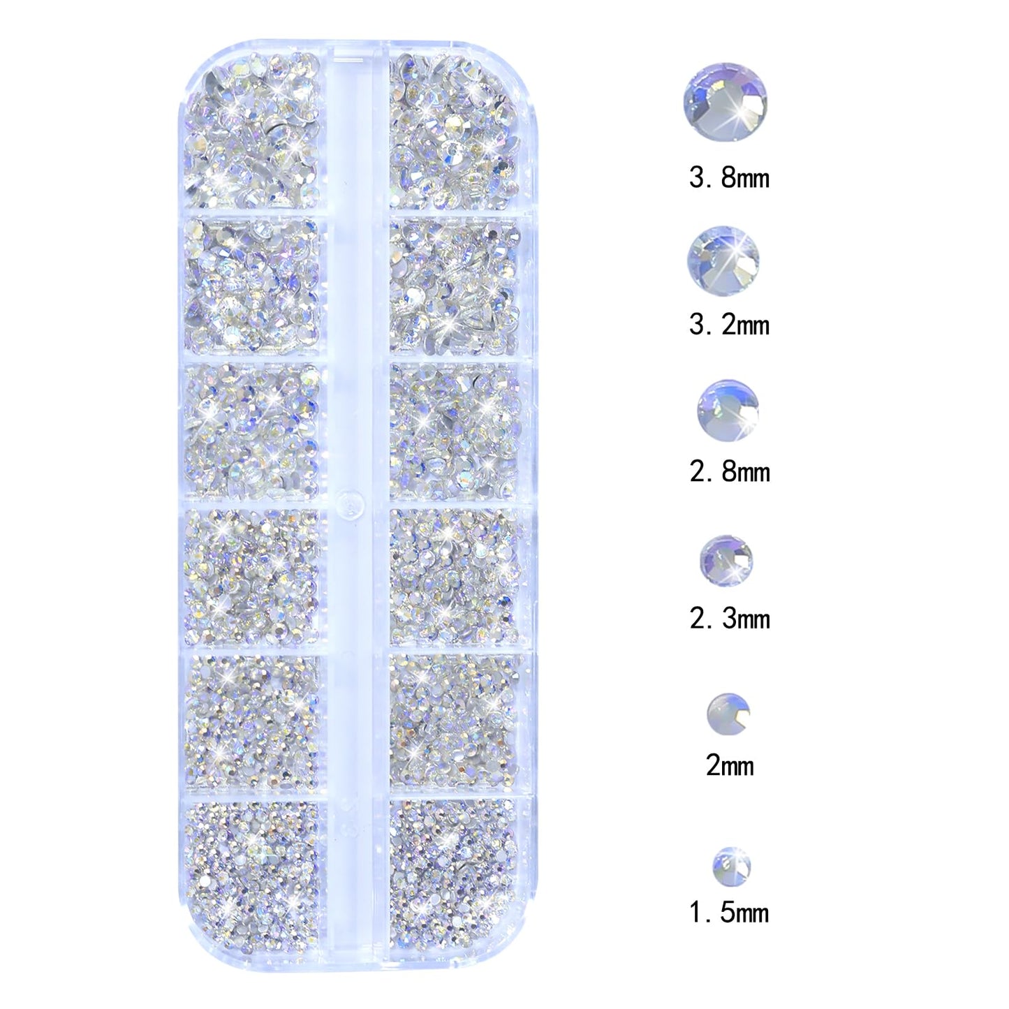 Nail Rhinestones - 3D Multi Shape Size, Flat Back, Manicure Rhinestones Charms, Crystal Moonlight Blue Gems, with Kit, for Nail Art, Bedazzling Acrylic Nails, DIY Decor