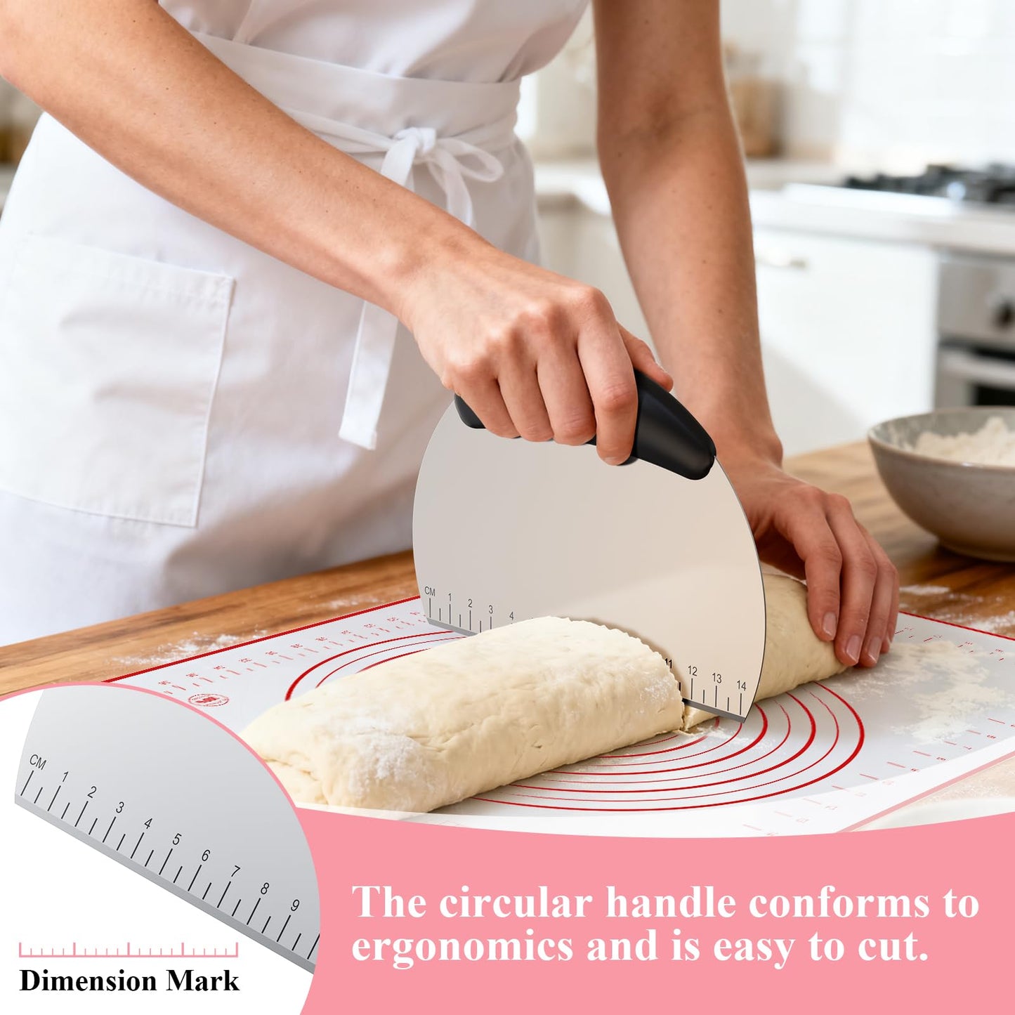 Frapkom Biscuit Cutter, Silicone Pastry Dough Baking Mat Set, Baking Tools and Accessories Kit (4 Pcs/Set)