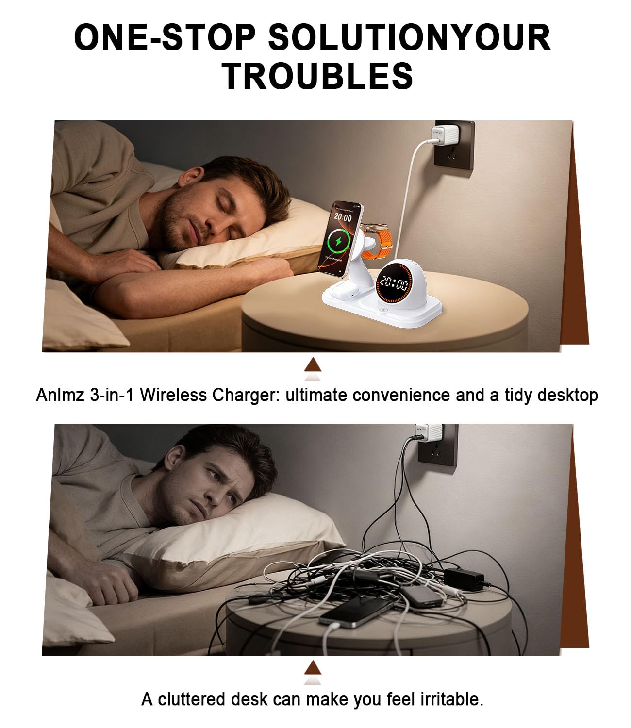 Wireless Charging Station with Clock,6-in-1 Charging Stand for Multiple Devices for iPhone 17 16 15 14 13 12 Pro Max, Apple Watch, Airpods, Bluetooth Speaker + RGB Light