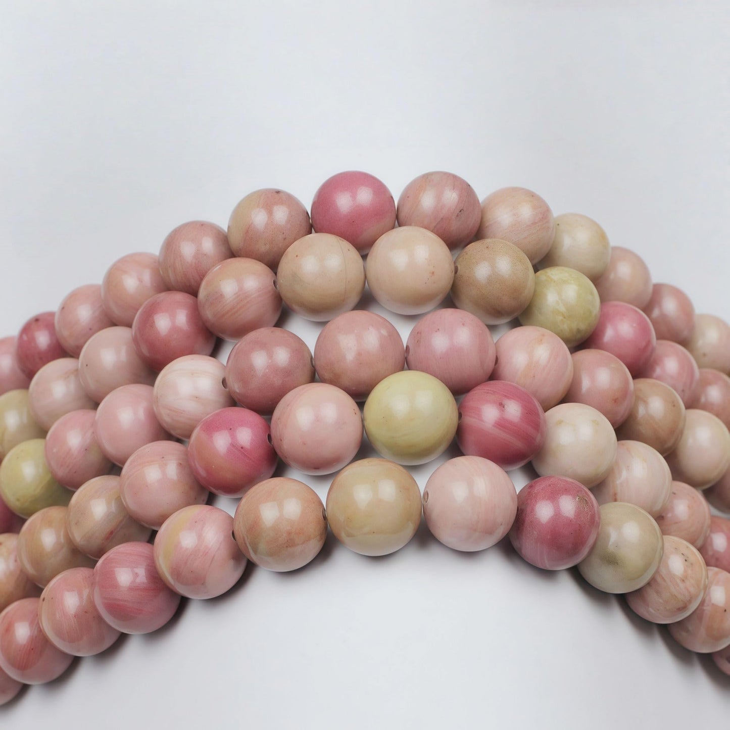 MJDCB Natural Red Stripes Rhodonite Round Stone Beads for Jewelry Making DIY Bracelet Necklace (8mm)