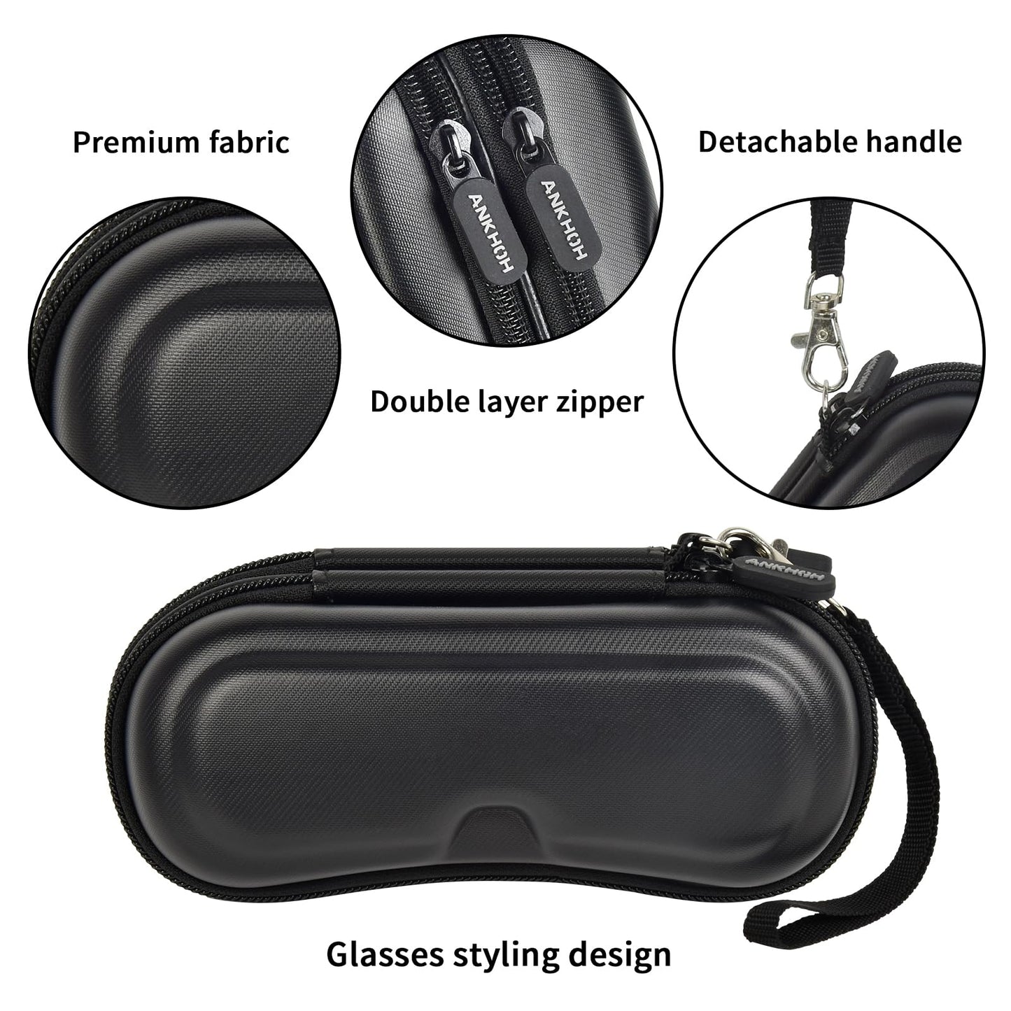 ANKHOH Double Sunglasses Case Eyeglasses Organizer, Eye Glass Storage Holder, Portable Travel Eyewear Glasses Protective Pouch Bag for Men Women(Box Only)