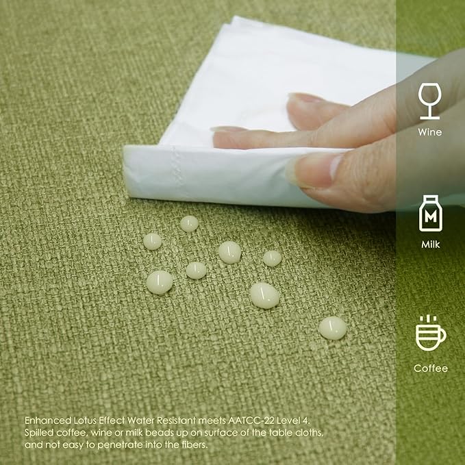 BALCONY & FALCON Rectangle Tablecloth 57" x 85" Washable Wrinkle Resistant and Water Proof Table Cloth, Decorative Linen Fabric Tablecloths for Dining Party Kitchen Wedding and Outdoor, Avocado Green