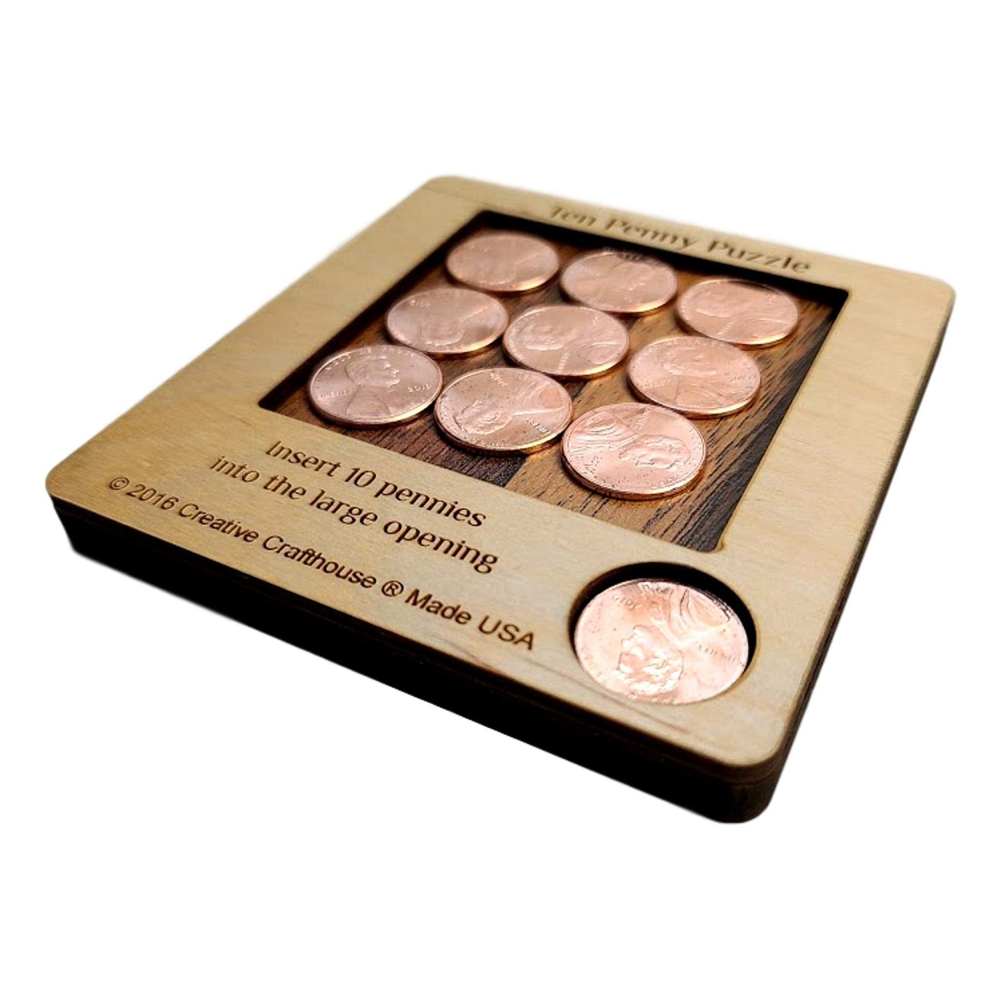 10 Penny Puzzle - Coffee Table Puzzle - Executive Toy - Wood Brain Teaser