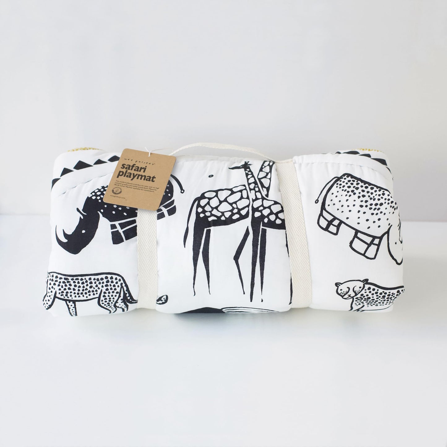 Wee Gallery Explore Playmat for Babies, Soft Cotton and High-Contrast Baby Play Mat for Infants & Toddlers, Reversible, Washable, Portable Tummy Time Rug, Safari