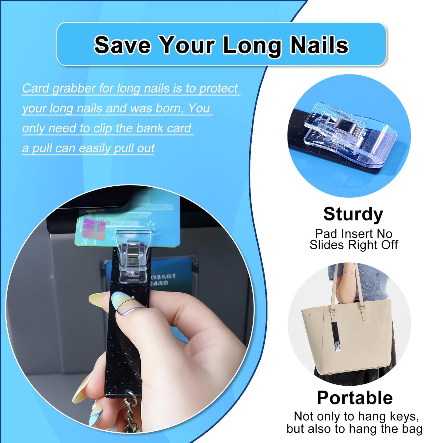 Raisetip Long Nail Helper Tool|Raised Button Keyboard, Jewelry Grabber Tool, Bracelet Helper, Card Grabber, Silicone Lip Brushes – Ideal Gift for Women with Long Nails