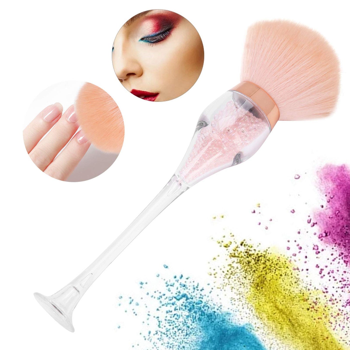 Professional Nail Art Dust Removal Brush, Nail Dust Removal Brush, Portable Blusher Loose Powder Brush Manicure Tool Powder Brush Makeup Brush