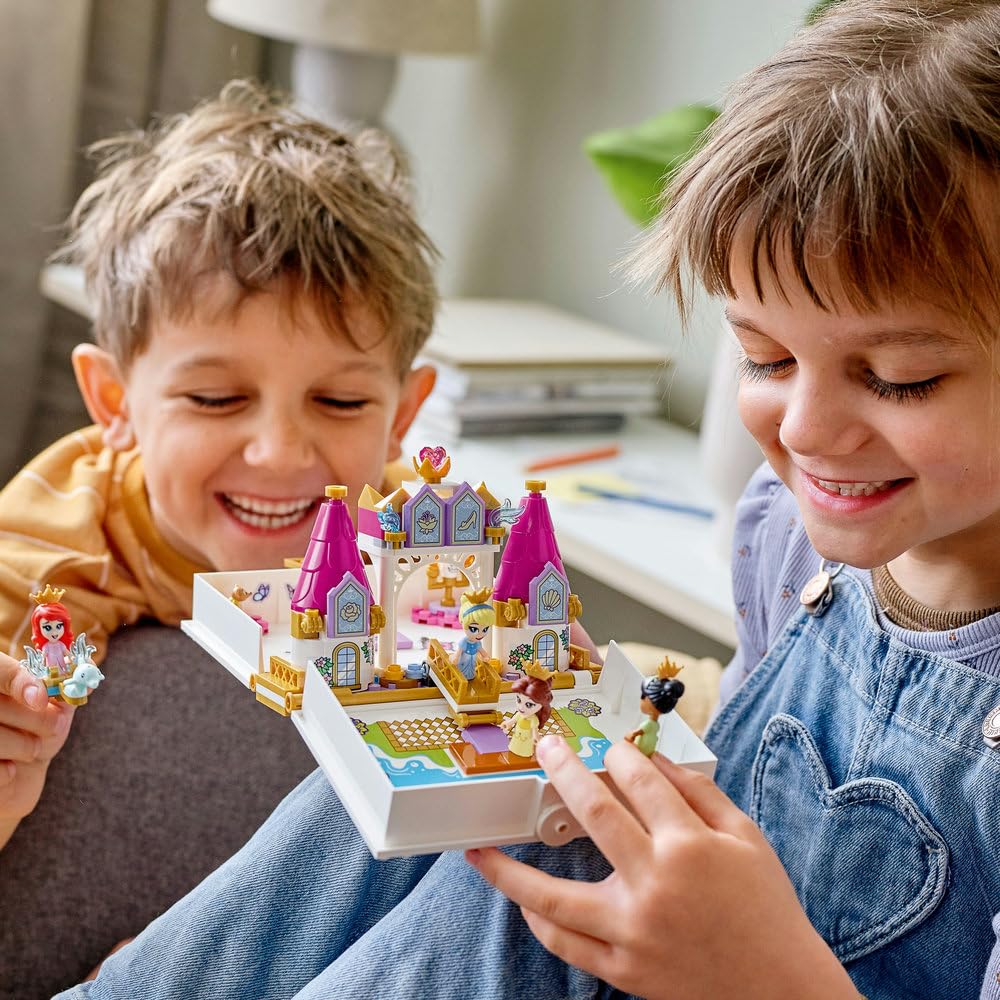 Lego® Disney Ariel, Belle, Cinderella and Tiana’s Storybook Adventures 43193 Building Kit; A Fun Buildable Toy Gift for Kids