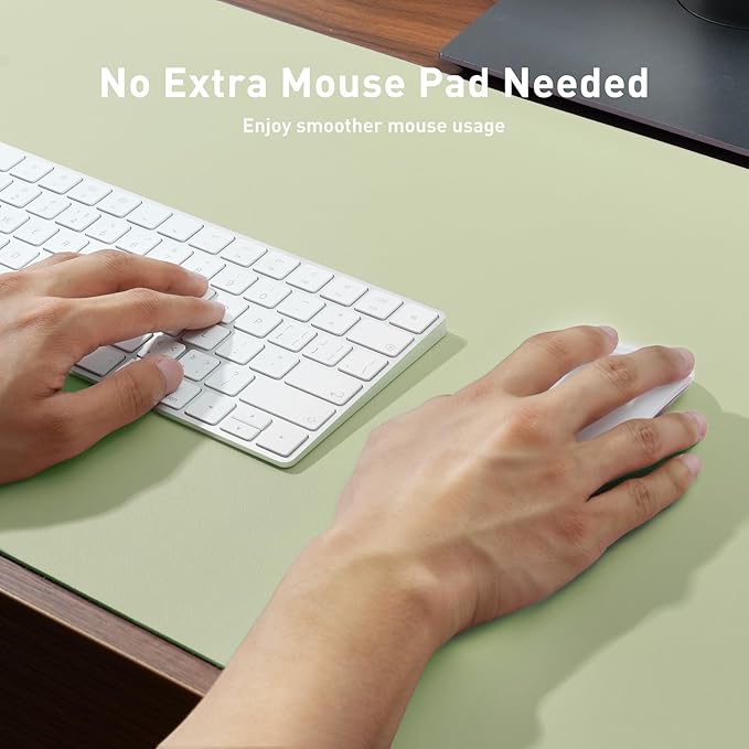 Aothia Leather Desk Pad Protector, Office Mat, Large Mouse Pad, Non-Slip PU Leather Blotter, Laptop Desk Pad, Waterproof Writing Pad for Office and Home (Grass Green, 31.5" x 15.7")
