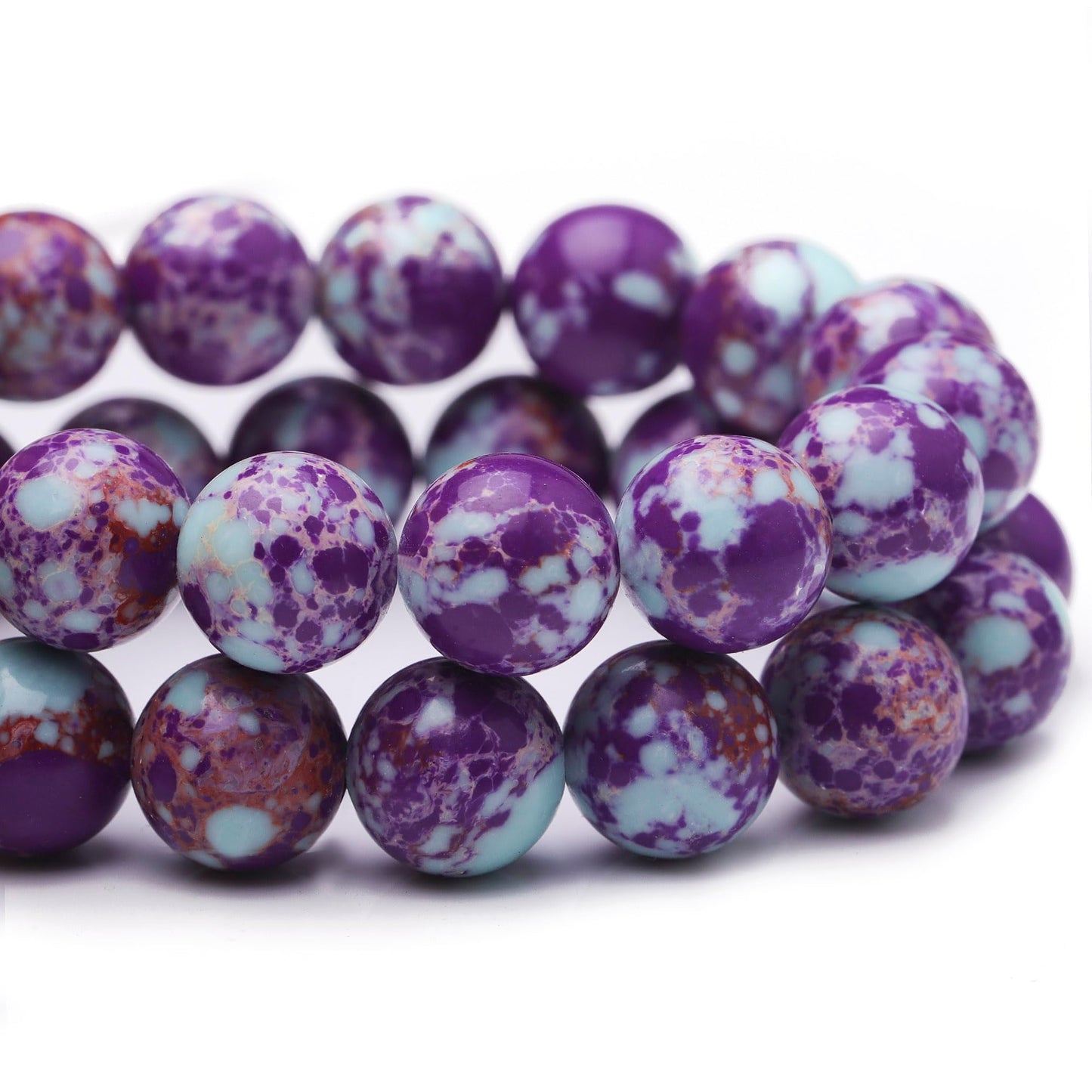 Chicager Natural Stone Beads for Jewelry Making,8mm Purple-Blue Imperial Jasper Polished Smooth Round Gemstone Beads for Bracelet Necklace 15 Inch