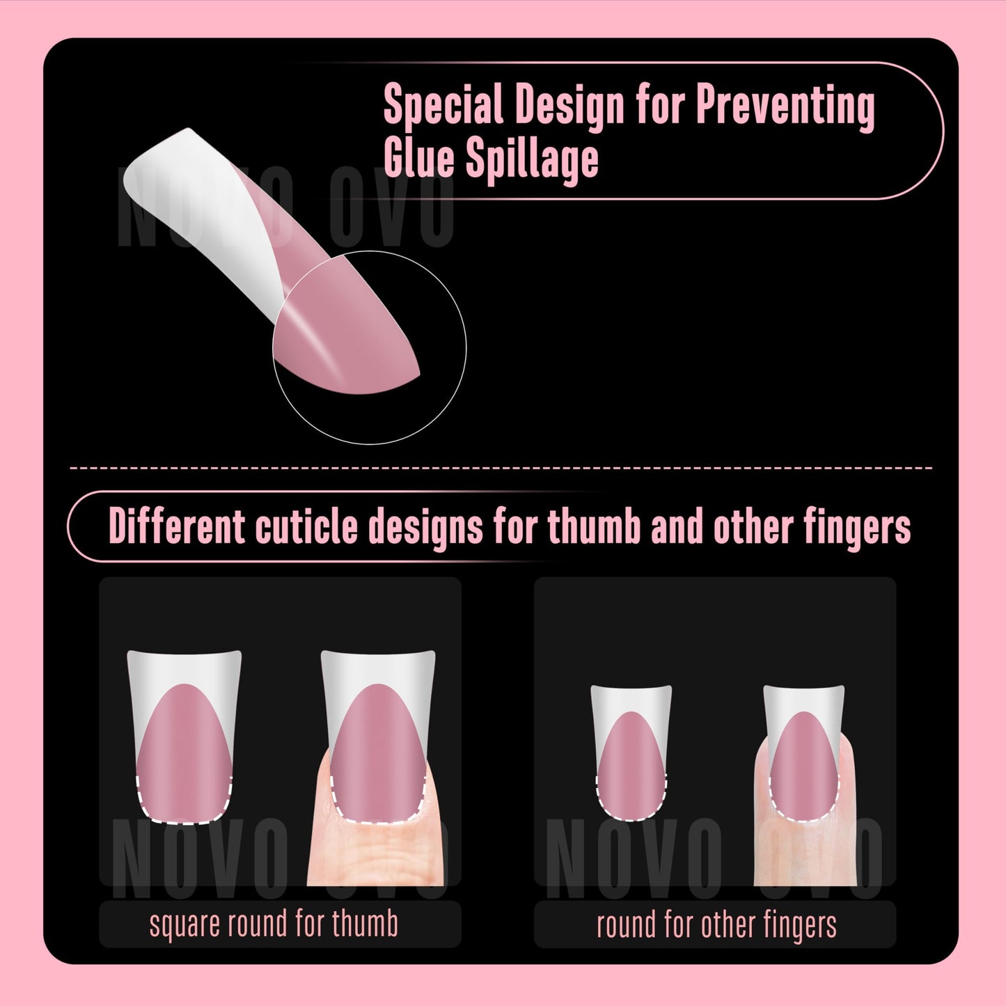 NOVO OVO White French Tip Short Duck Nail Tips Press on, BERRY PINK Pre-designed Soft Gel Nail Extension, Extra thick Full Cover Matte Vrial False Nails for DIY x 12 Sizes 360 pcs