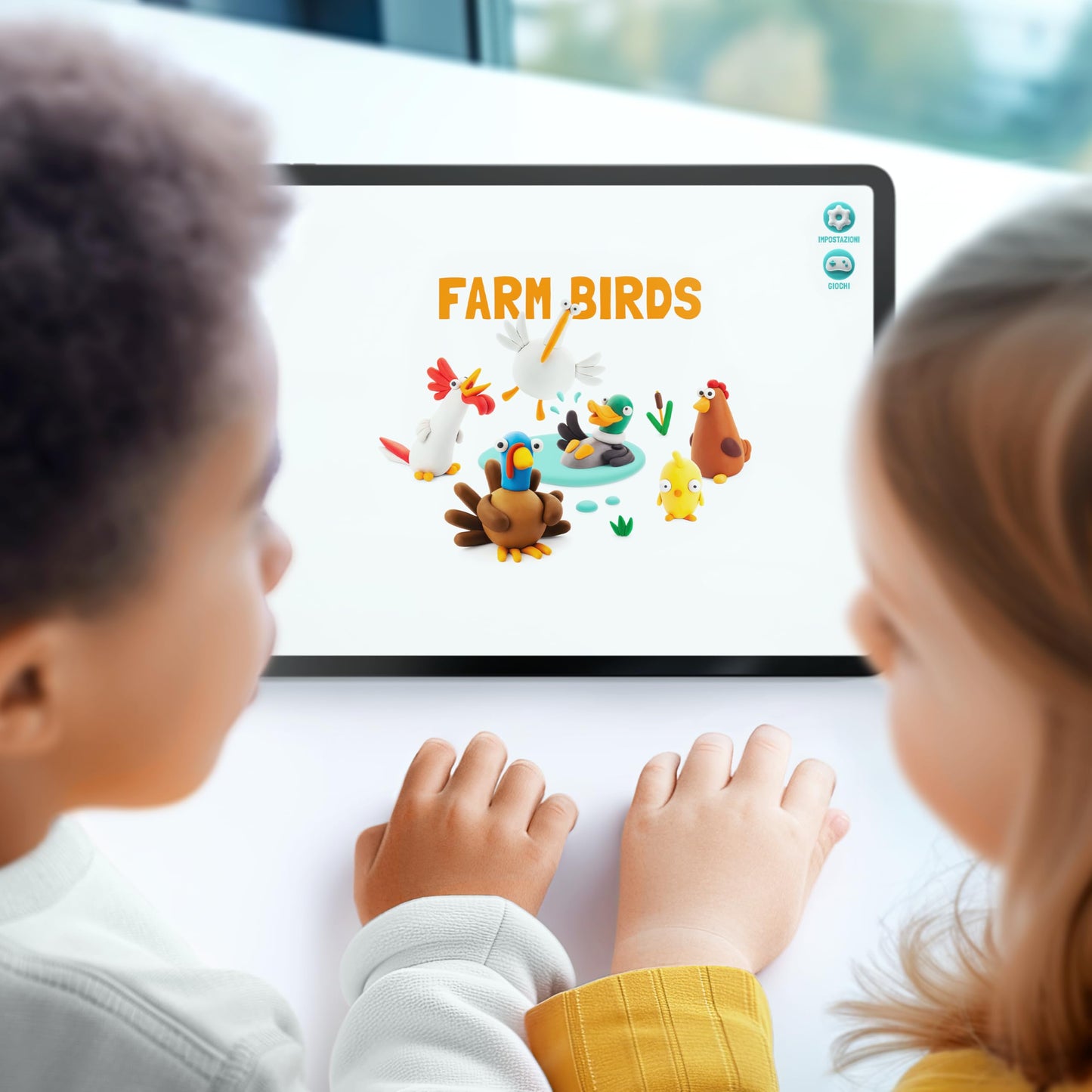 HEY CLAY Colorful Modeling Air Dry Clay for Kids 6 cans with Fun Interactive Instructions App - Kids Activities Age 3+ (Farm Birds: Duck, Goose, Hen)