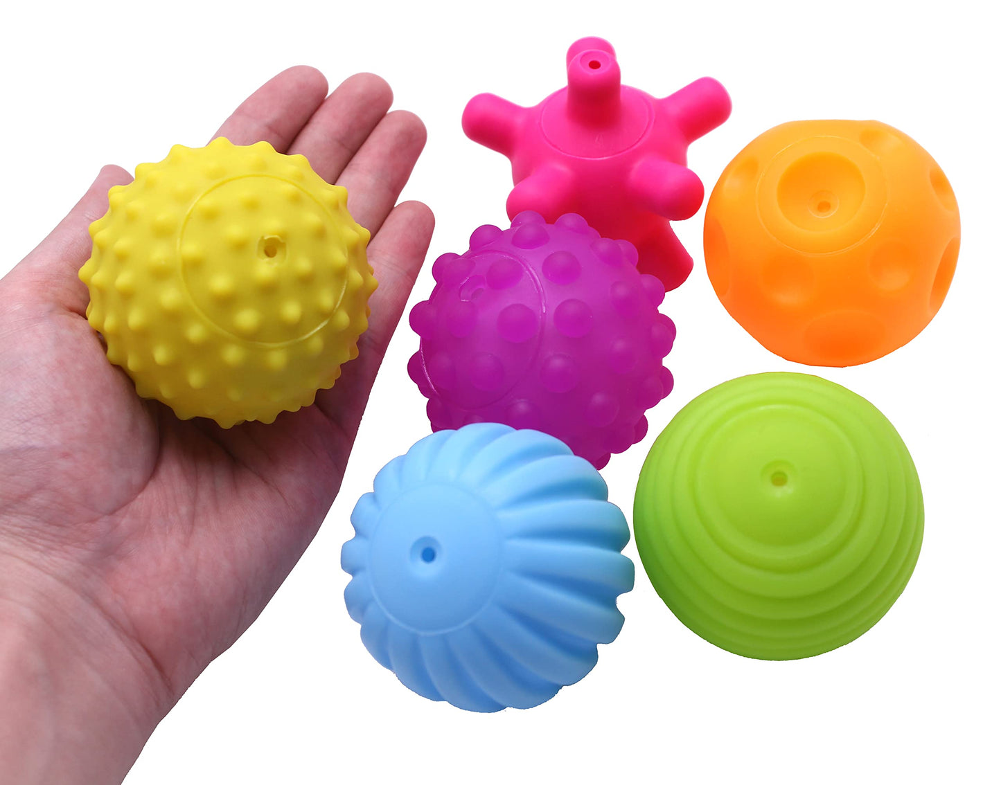 FIVOENDAR 6 Pack Sensory Balls for Kids, Soft & Textured Massage Balls Set Develops Kid's Tactile Senses