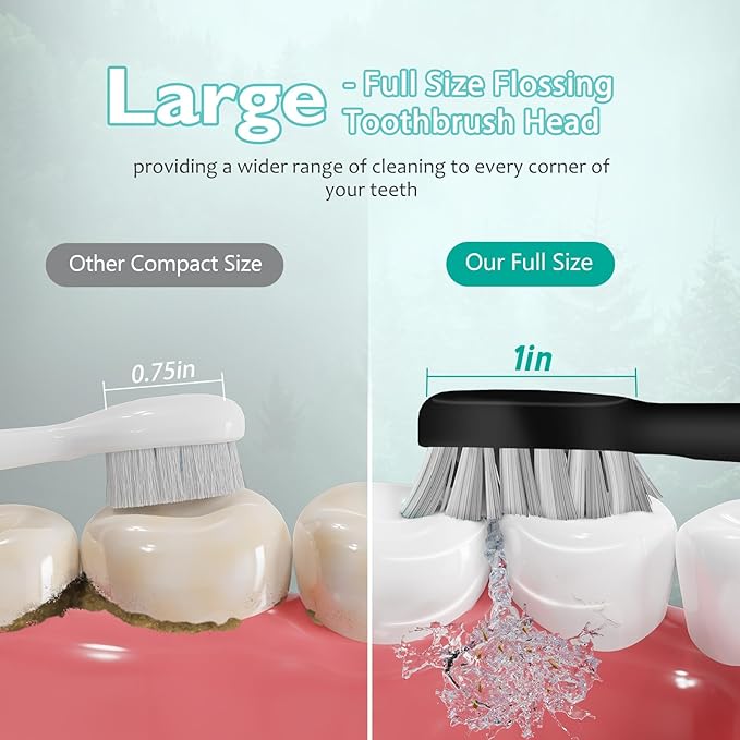 Replacement Heads for Waterpik Sonic Fusion 2.0, Extra-Large Size Flossing Toothbrush Head fit for Water pik SF-01 SF-02 SF-03 SF-04 (Black, 3 Count)