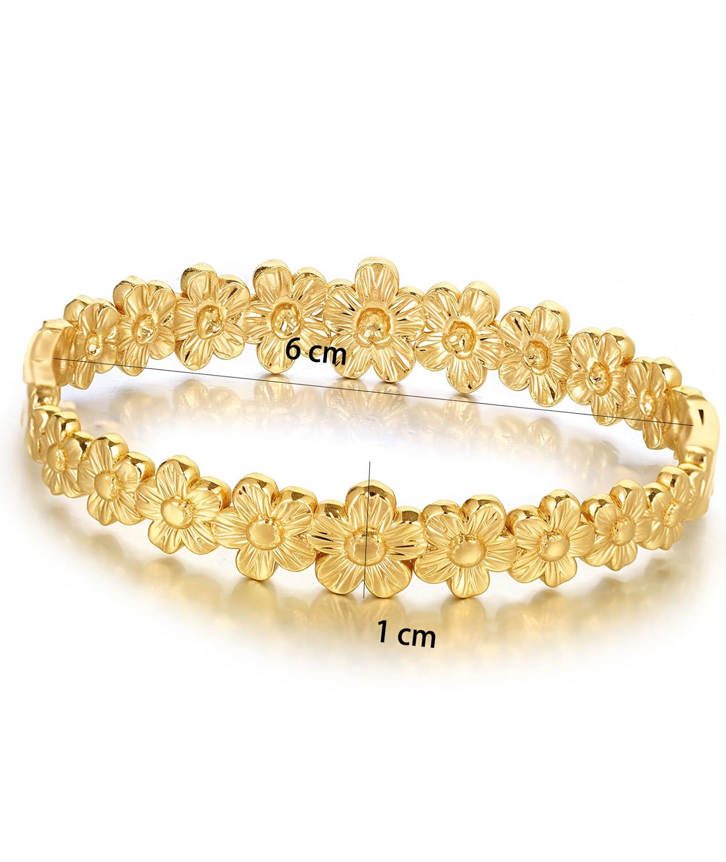 hotoo Gold Flower Bangle Bracelets for Women Cute Stackable Stainless Steel Cuff Bracelet Mother Daughter Sister