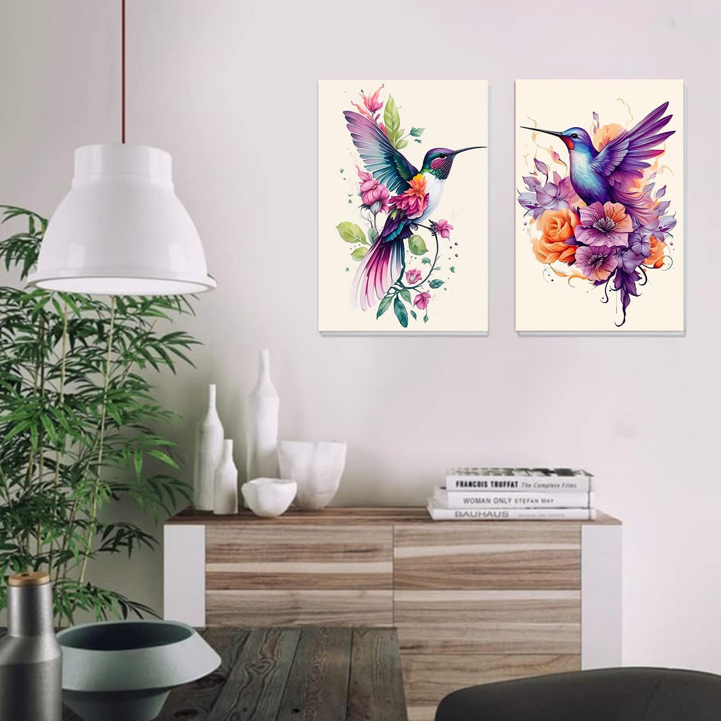 2 Pack Hummingbird Paint by Numbers with Frame, Hummingbird Paint by Numbers for Adults with Easel, DIY Crafts Painting by Number for Gift Home Wall Decor 8x12inch