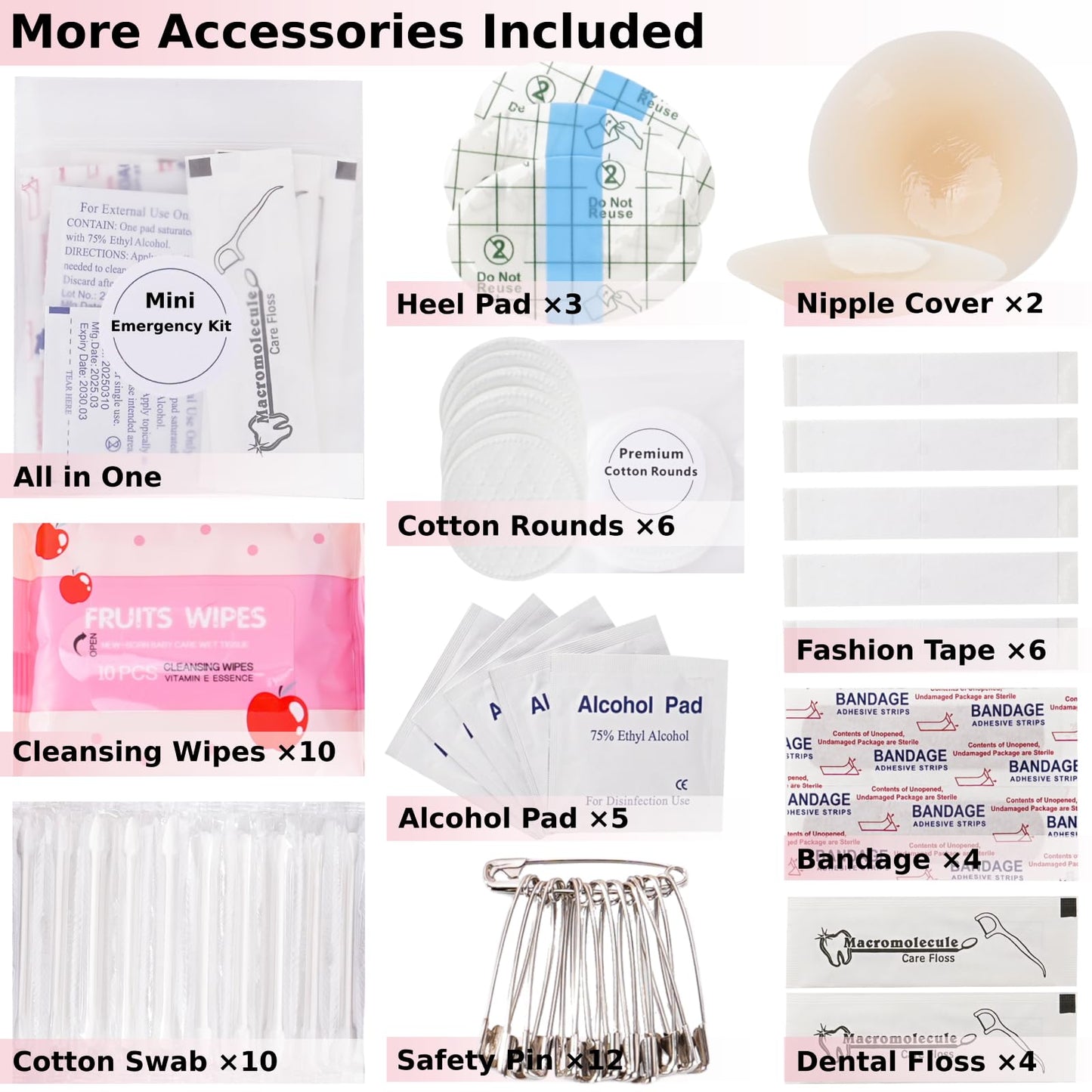 Wedding Day Emergency Kit for Bride, 39 Pc Essential Items for Brides Daily Use Women Wedding Gift, Travel Kit Personal Care Survival Set With Bride Makeup Bag - Wedding Emergency Kit Supplies (White)
