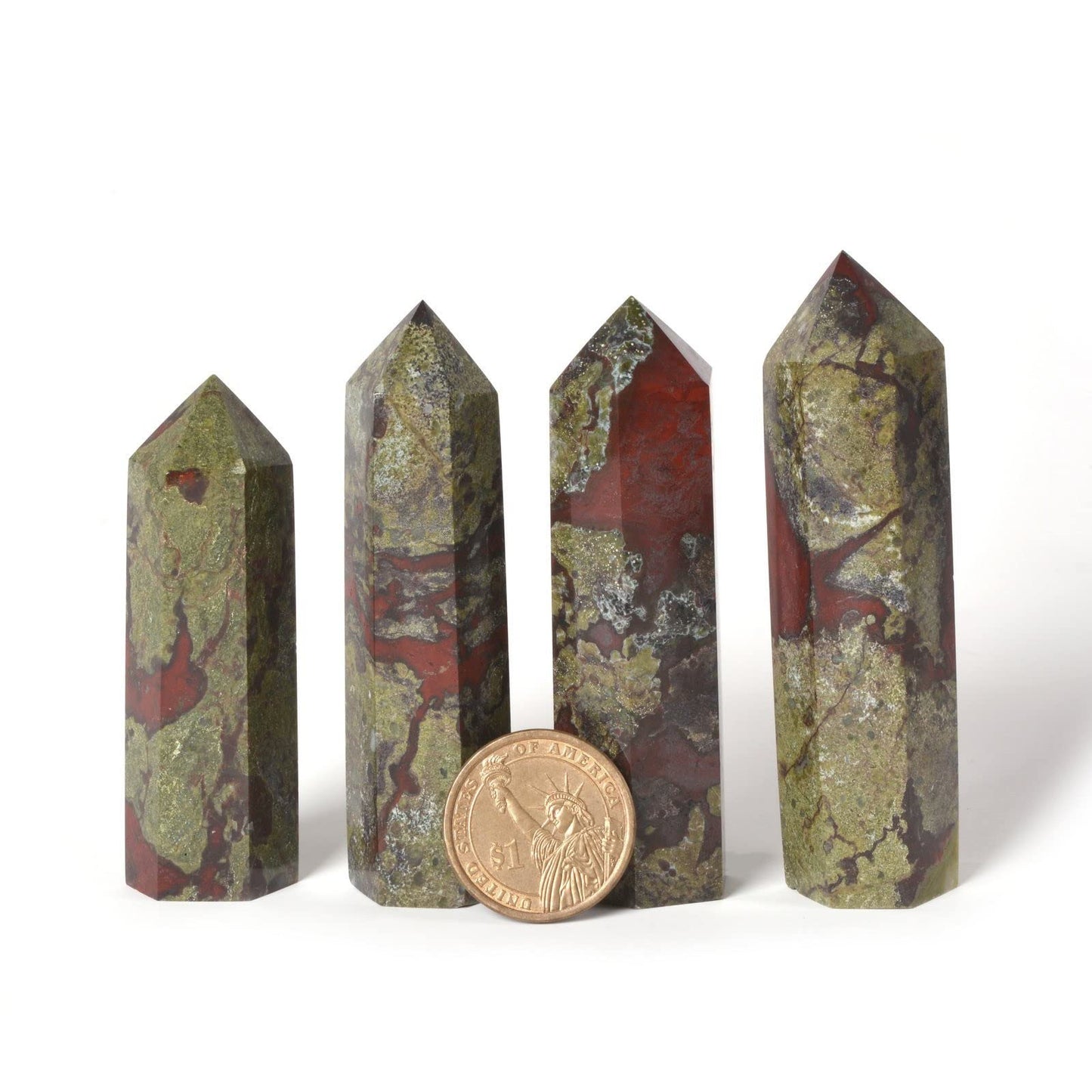 Large Dragon Blood Jasper Gemstone Crystal Hexagonal Pointed Tower Reiki Chakra Faceted Prism Wand Stone Home Decor
