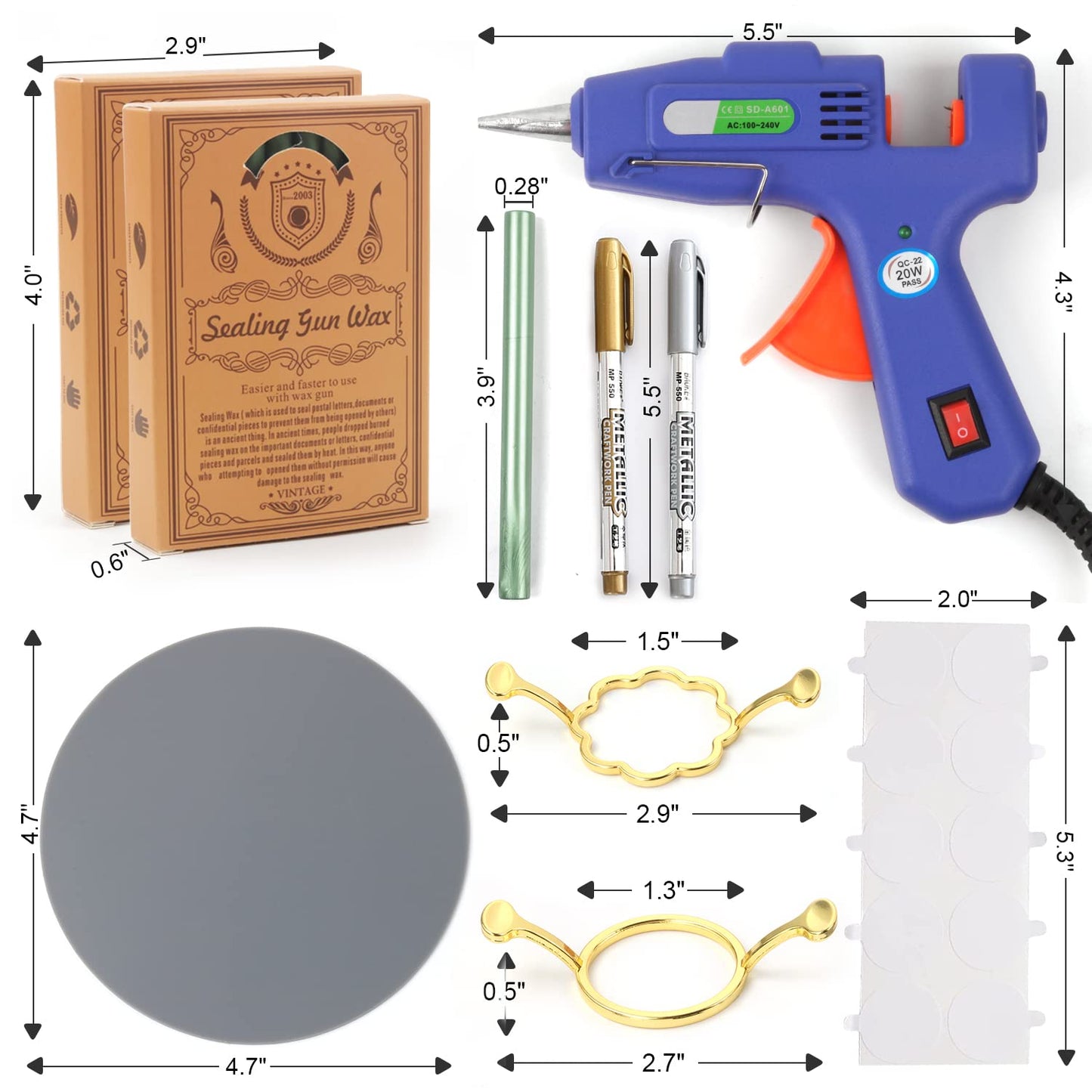 Wax Seal Kit, WASOHLING 40Pcs Bronze Sealing Wax Sticks with Glue Gun, Wax Seal Molds, Silicone Mat, Marker Pens, Premium Kit for Wedding Invitations Envelopes Cards (Bronze)