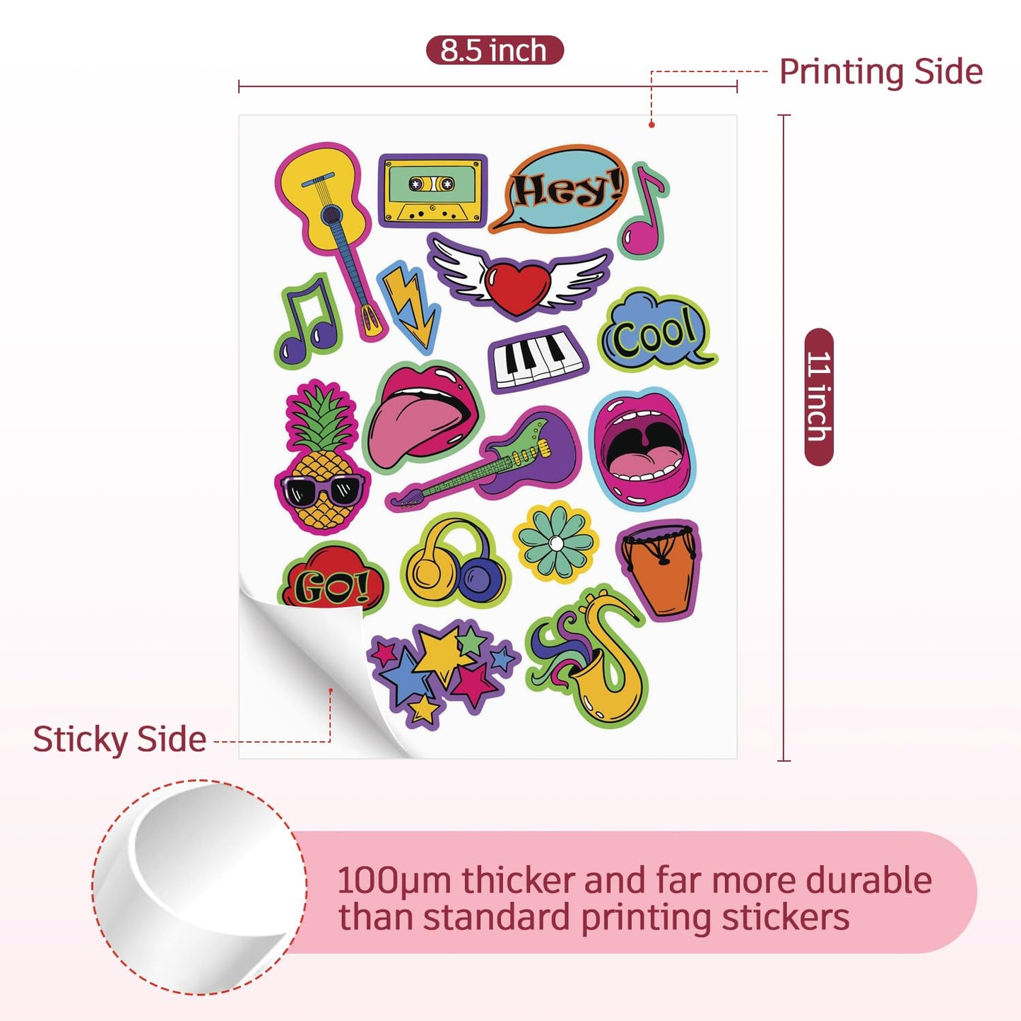 QYH Printable Vinyl Sticker Paper for Inkjet Printers - 110 Sheets, 8.5"x11" Matte Waterproof Sticker Paper - Vibrant, Smudge-Proof for DIY Crafts & Office Labels