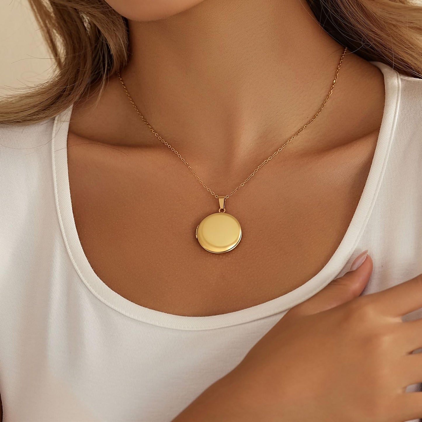 PHOCKSIN Gold Round Locket Necklace 12 Birth Flowers Personalized Necklace that Holds Pictures Customized Gifts Locket Necklaces for Birthday