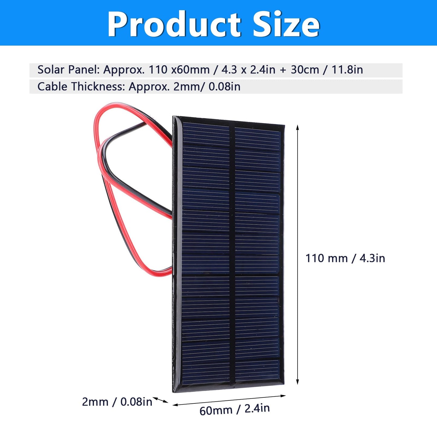 3Pcs Mini Solar Panel DC 6V Polysilicon Solar Cell Charger Module Solar DIY Portatil System Kits with 30cm Cable for Scientific Research Projects,Making Lawn Lights, Landscape Lights,DIY etc