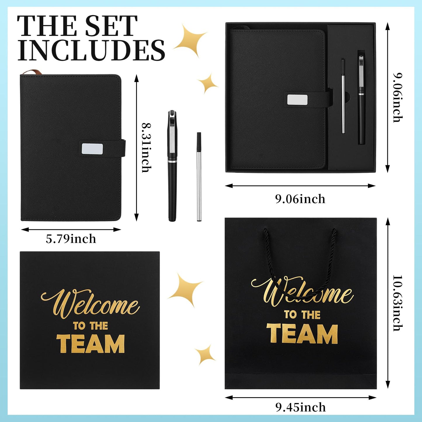 Sayglossy New Employee Welcome to The Team Gift Sets Notebook and Pen Welcome to The Team Box Employee Appreciation Gift Sets for New Office Worker(Black)
