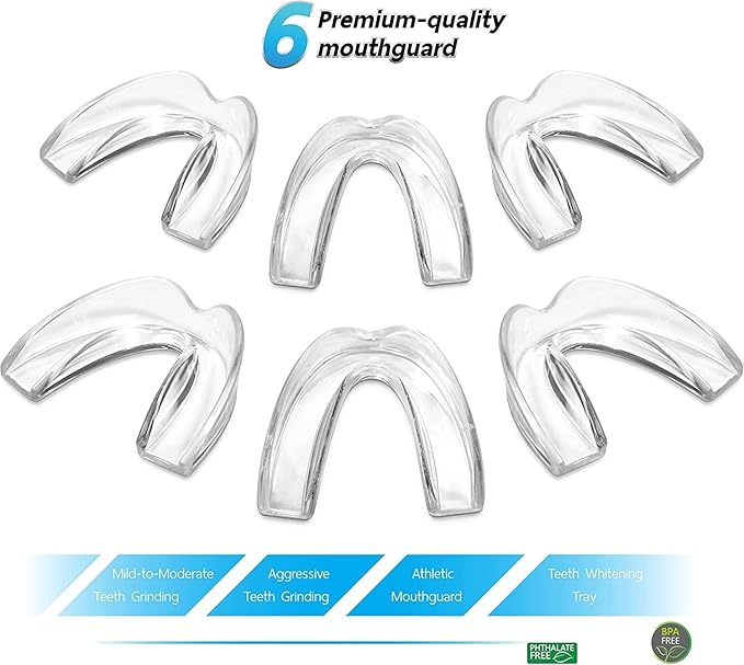 The ConfiDental Mouth Guard for Grinding Teeth at Nighttime Pack of 6 Moldable Dental Bite Guards for Clenching and Bruxism, Custom Fit for Comfortable Sleep
