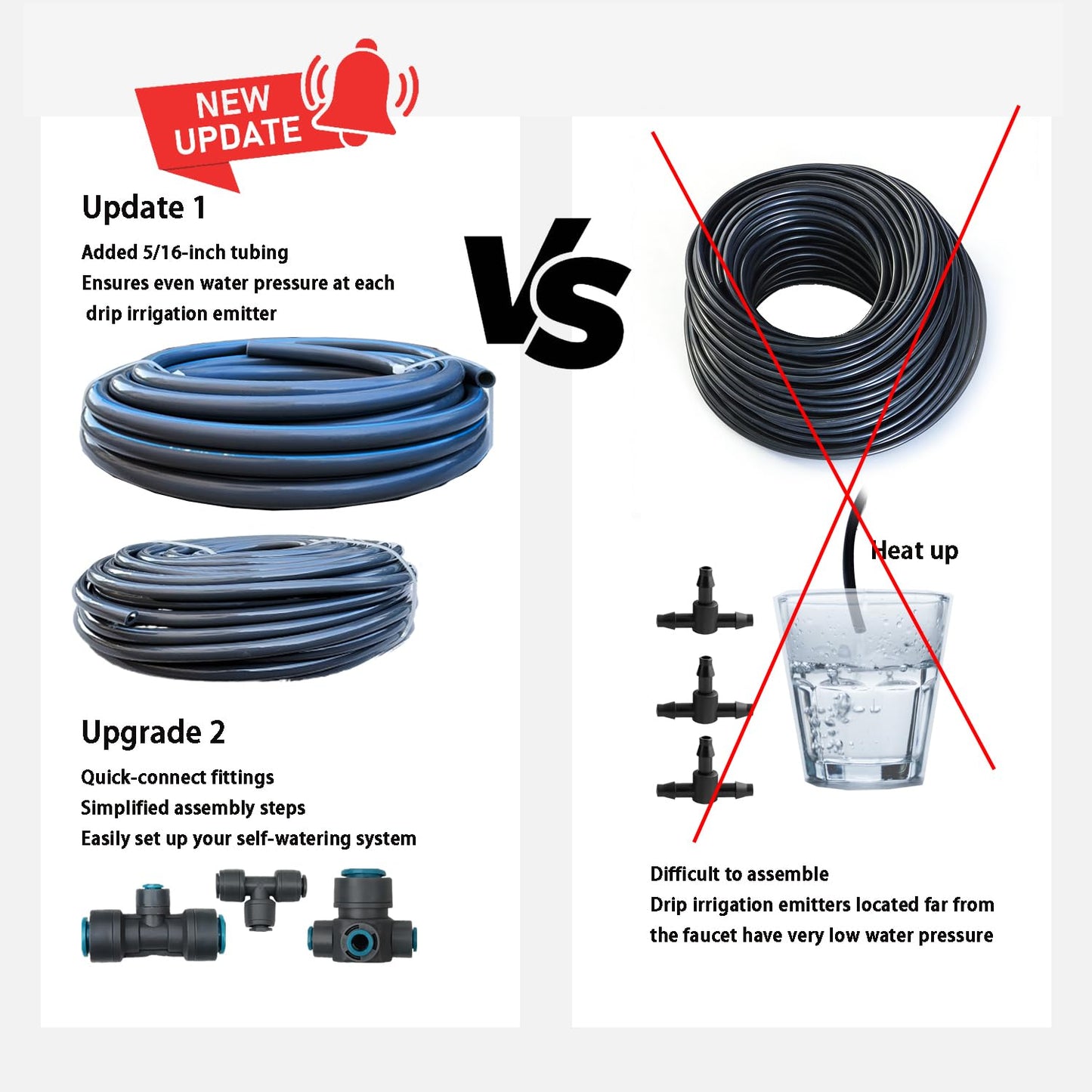 Drip Irrigation System with Water Timer(Dual System) Plug-in Quick Connection Drip Irrigation Kit 5/16“ID and 1/4 Inch Pipe Auto Watering System for Garden Spray, Greenhouse, Lawn, Potted Plants