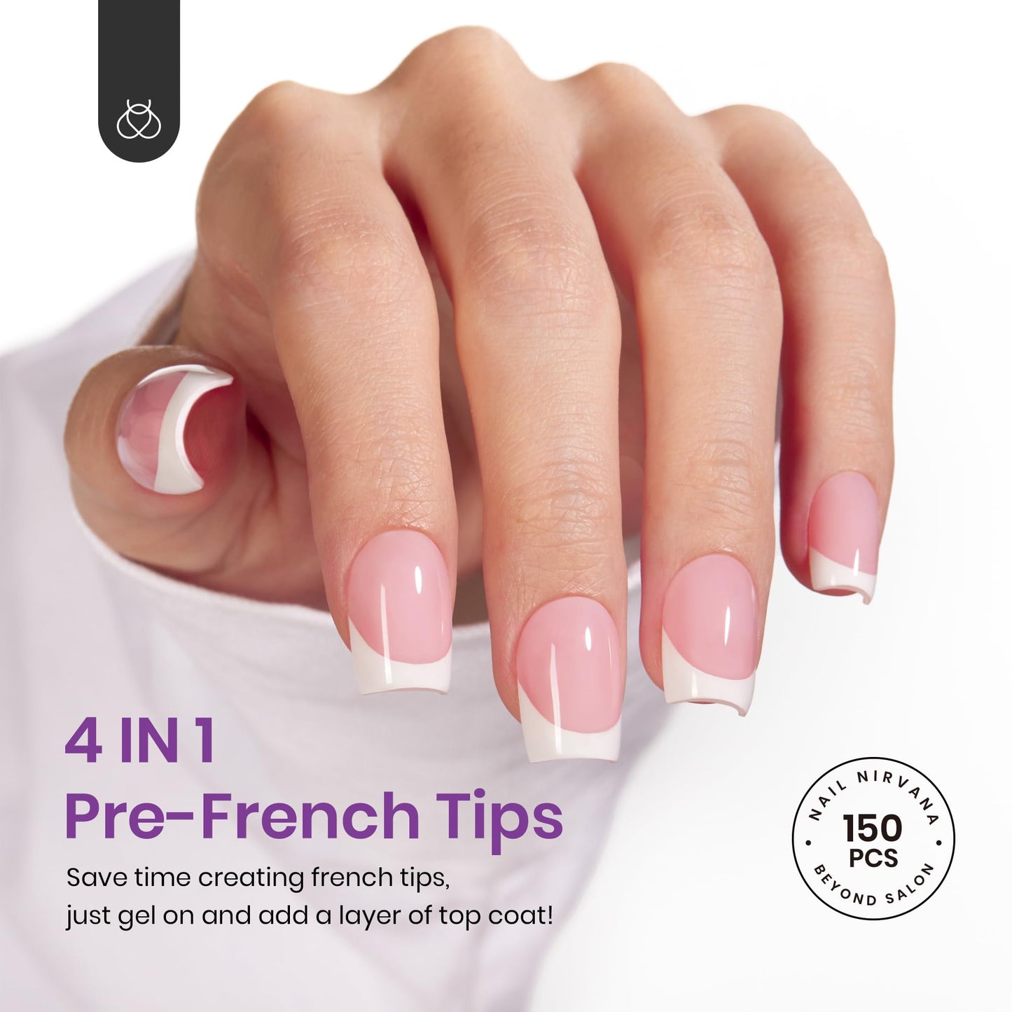 Beetles French Tip Press On Nails: 150 Pcs Pink Short Square Press On Nails with Gel Polish 25 Colors Fall Winter Gel Nail Polish Set