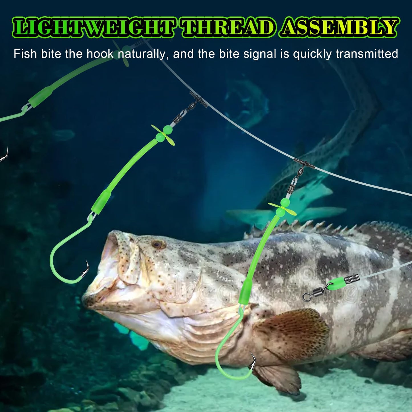 MAFIMOEA Pre-Rigged Deep Drop Saltwater Rigs – Glow Tubes, Hooks, Beads & Spinner Blade – 6/0 8/0 Circle Hooks for Snapper/Grouper/Tilefish (3/6 Hooks)