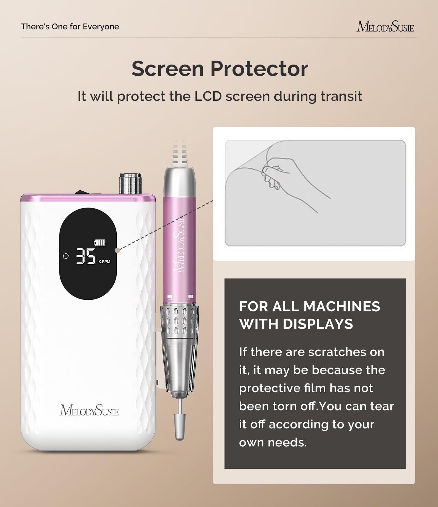 MelodySusie Professional Clip-On High-Efficiency Nail Drill,MM400D 35000RPM Rechargeable E-File with Gem-Cut Design and Lightweight Handpiece for All Manicure Shaping, Gel Removal & Salon Use