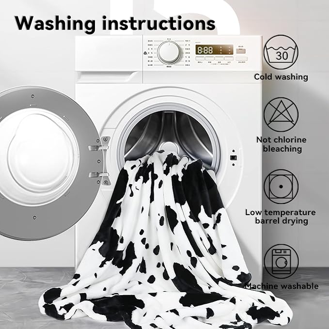 GEULAY King Size Cow Print Blanket - Breathable Lightweight Plush Fleece Throw for Livingroom Western Decor All Seasons, Luxuriously Soft Large Bed Cover 90"x108"