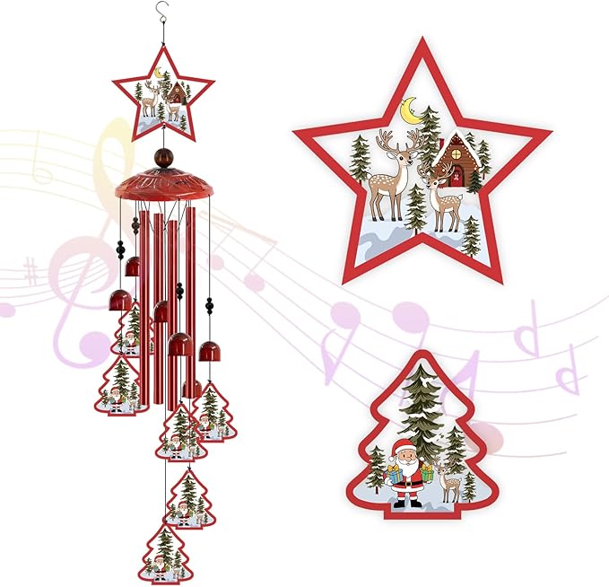 Christmas Wind Chimes for Outside, 35'' Metal Christmas WindChimes