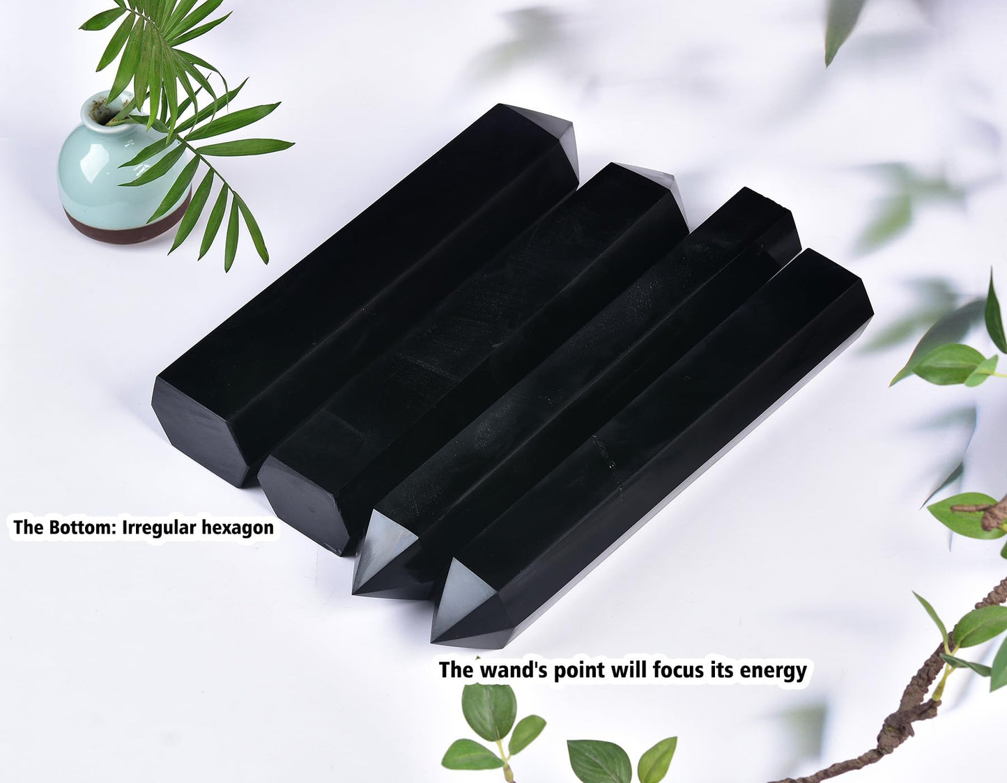 AMOYSTONE 1PC Large Obsidian Tower Stone Wand Healing Crystal Hexagonal Natural Rock Crystal Wand 6 Points Rock Tower for Home Decor 2-2.5 Lbs