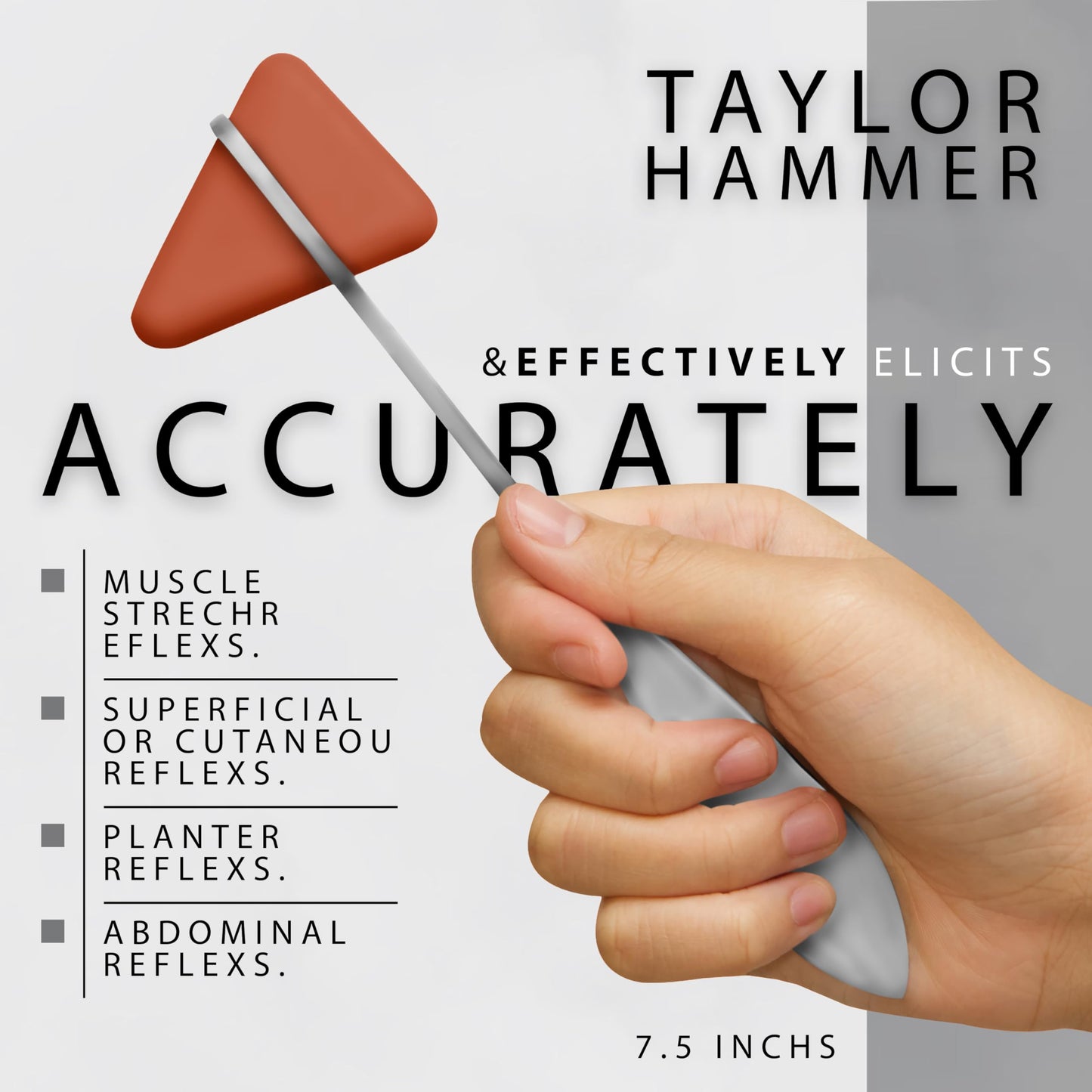 ASA TECHMED Premium 7 Piece Silver Diagnostic Kit - Taylor Hammer, Measuring Tape, Tuning Forks, Bandage Scissors, Pupil Gauge Penlight, Snellen Eye Chart (Silver)