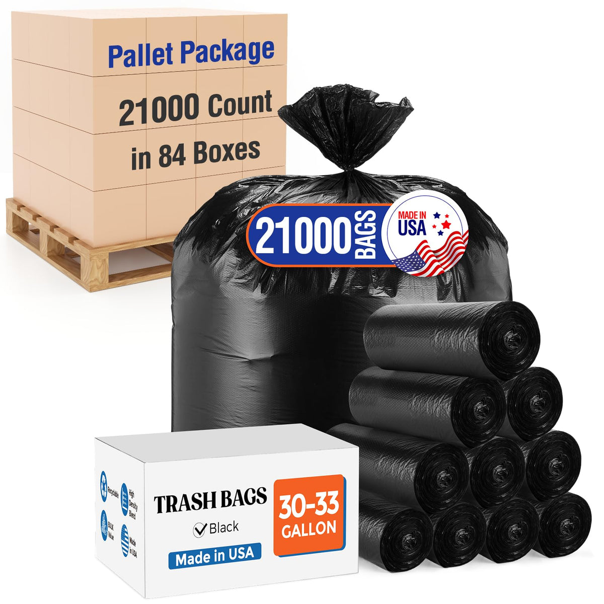 30 33 Gallon Trash Bags (21000 Count)