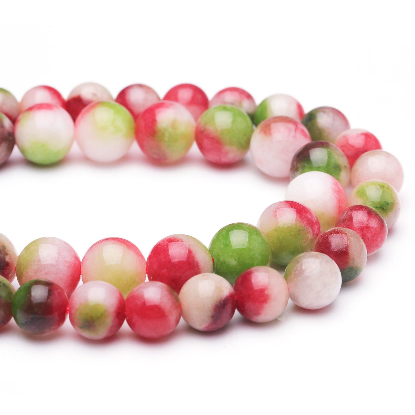 Chicager Natural Stone Beads for Jewelry Making,8mm Watermelon Tourmaline Polished Smooth Round Gemstone Beads for Bracelet Necklace 15 Inch