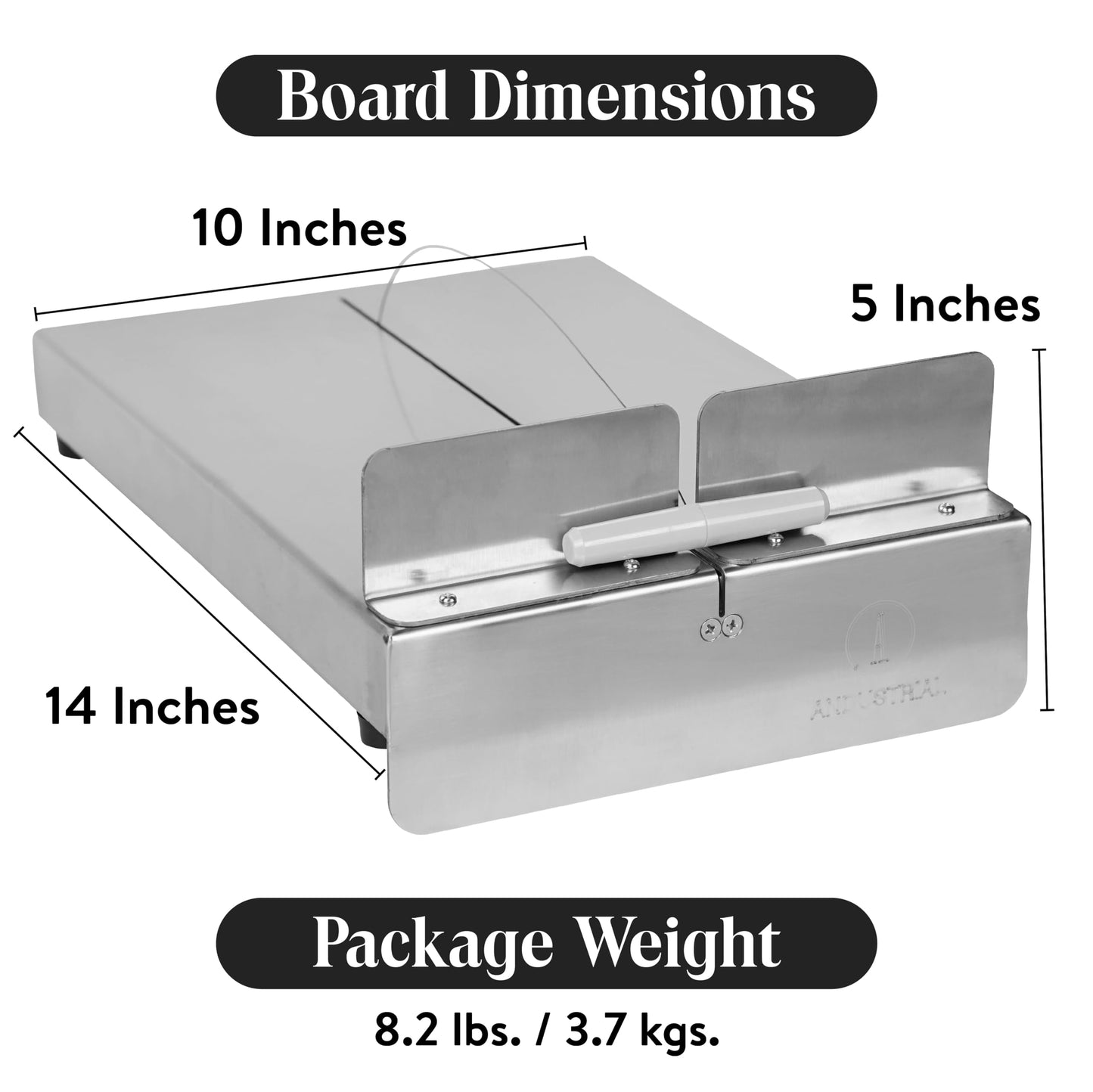 Cheese Stainless Steel Cutting Board And Replacement Wires - 6 Wires 24" + 2 Pairs of Handles + 1 Cheese Cutting Board, Silver