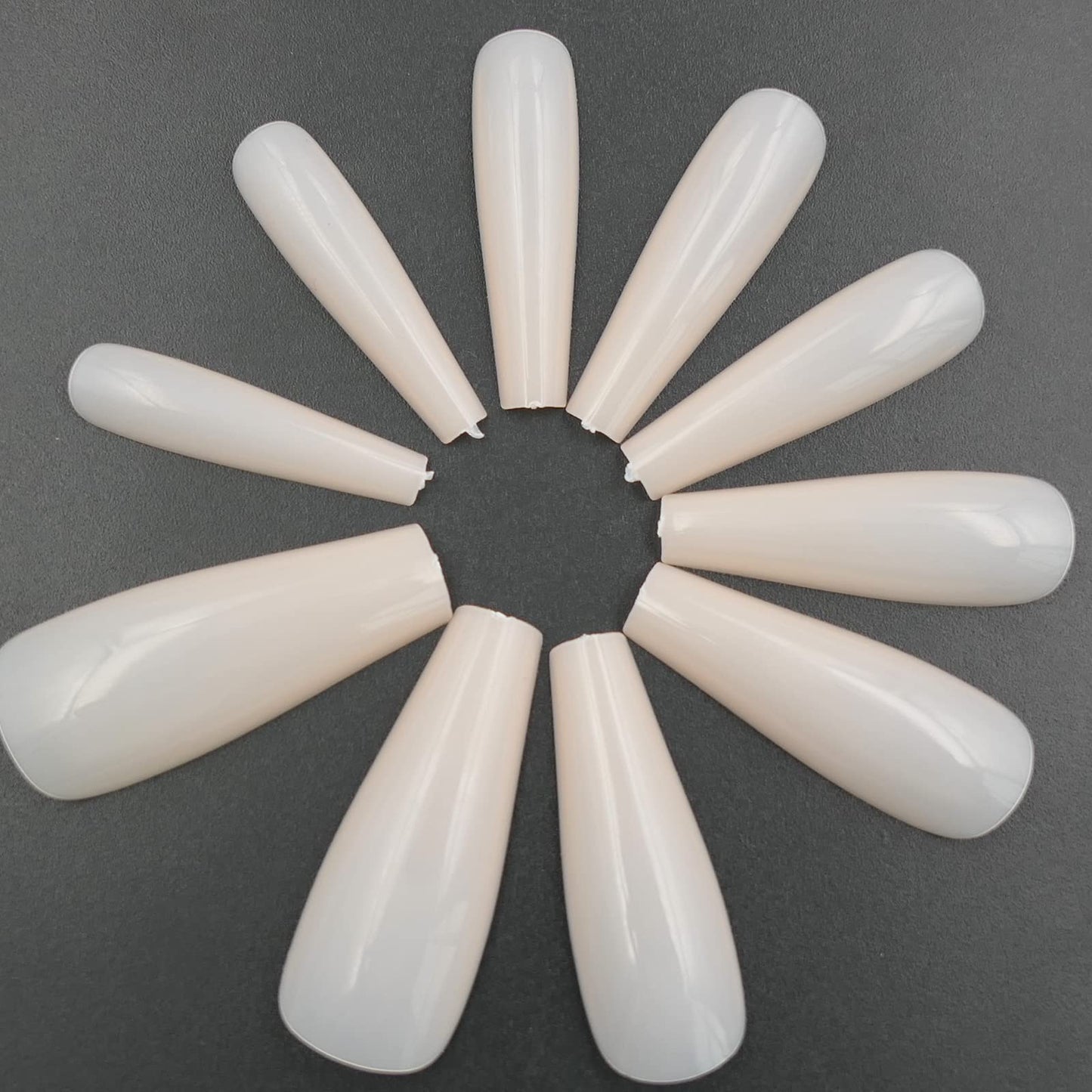 LoveOurHome 100PC Coffin Press-on Nails Nude Medium Acrylic Tips, Ballerina Style, Full Cover, Artificial Fingernails