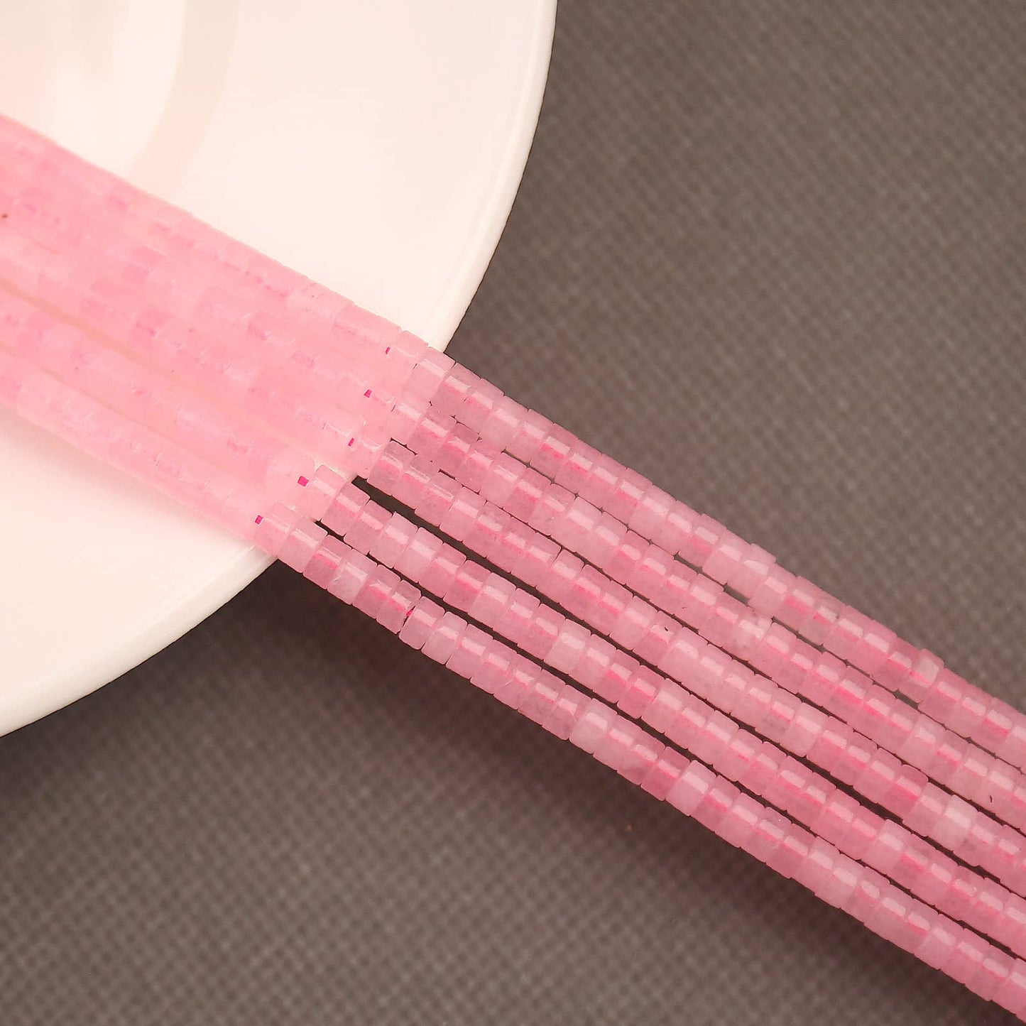 BONNY BOXX 150PCs Natural Pink Quartz Spacer Beads, Loose Semi Precious Flat Round Gemstone Heishi Disc Stone Beads for Beading Jewelry Making 4mm*2mm