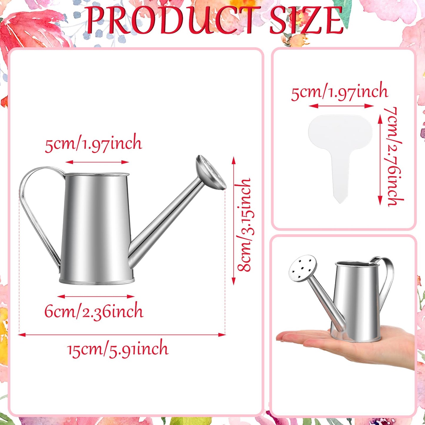 Reallnaive 6 Set Summer Crafts DIY Flower Gardening Kit Metal Succulent Pots Paintable Watering Can Planters Ready to Paint Plant Pot Unpainted Flower Pots Bulk for Classroom