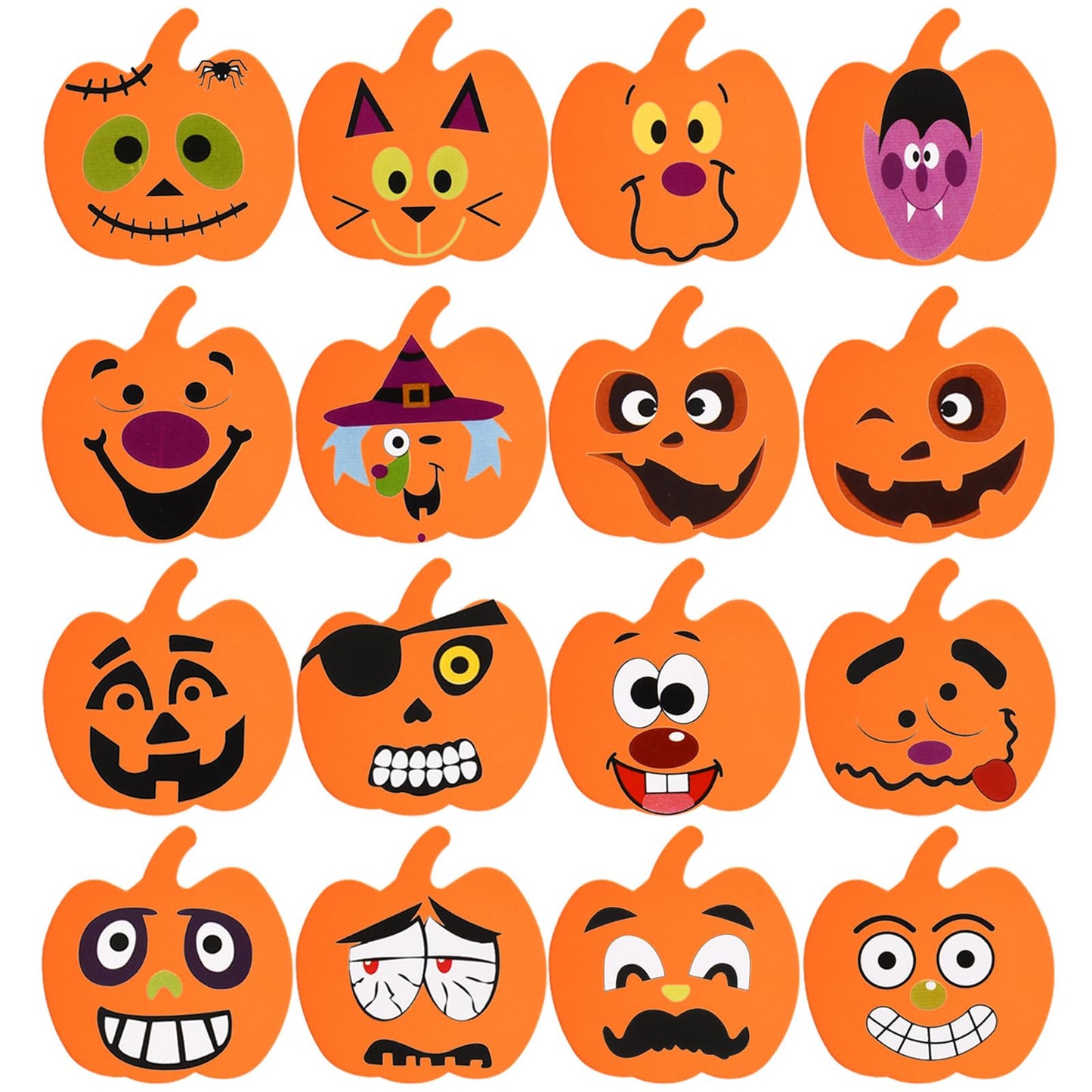 Sumind 32 Pieces Halloween Foam Pumpkin Craft Kit and Pumpkin Foam Stickers Self Adhesive Stickers for DIY Crafts Fall Halloween Party Decorations(Cute Style)