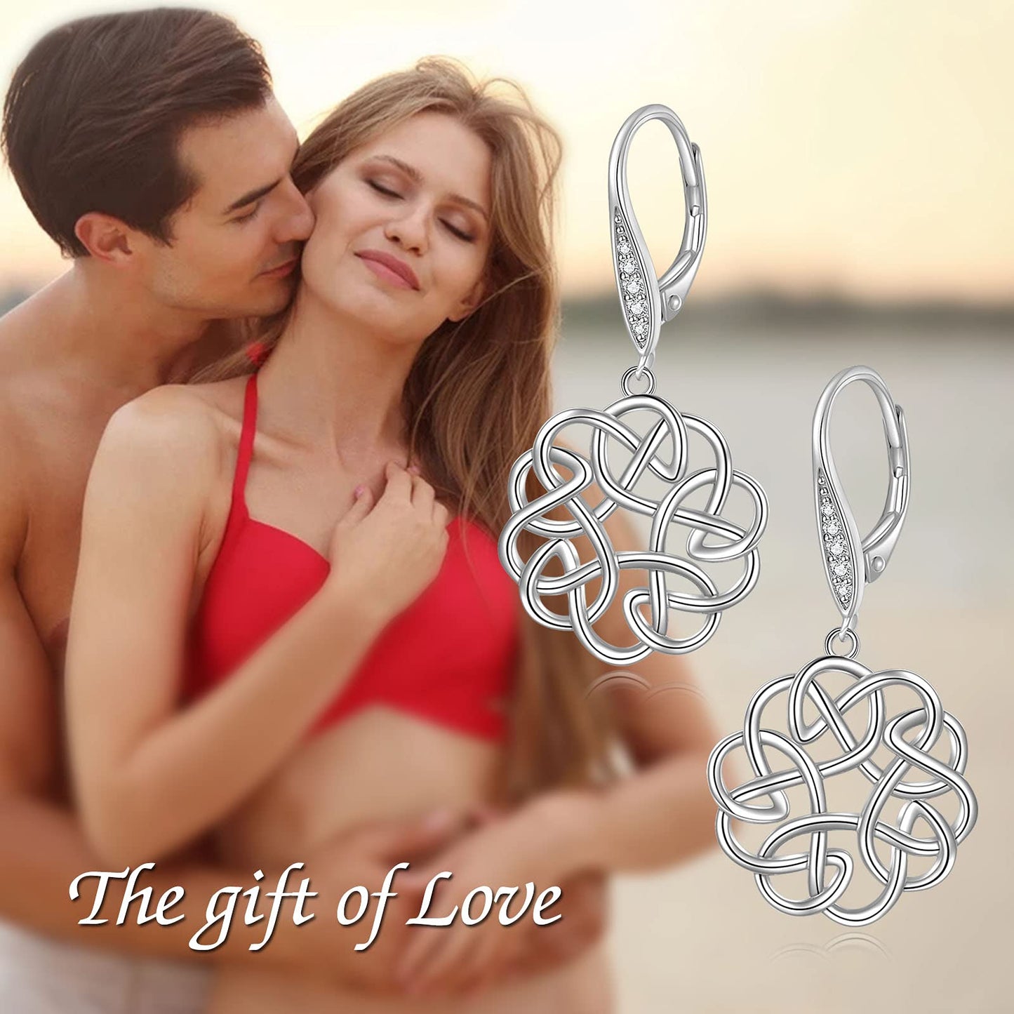 POPLYKE Celtic Knot Drop Dangle Wire Earrings Sterling Silver Leverback Earrings…