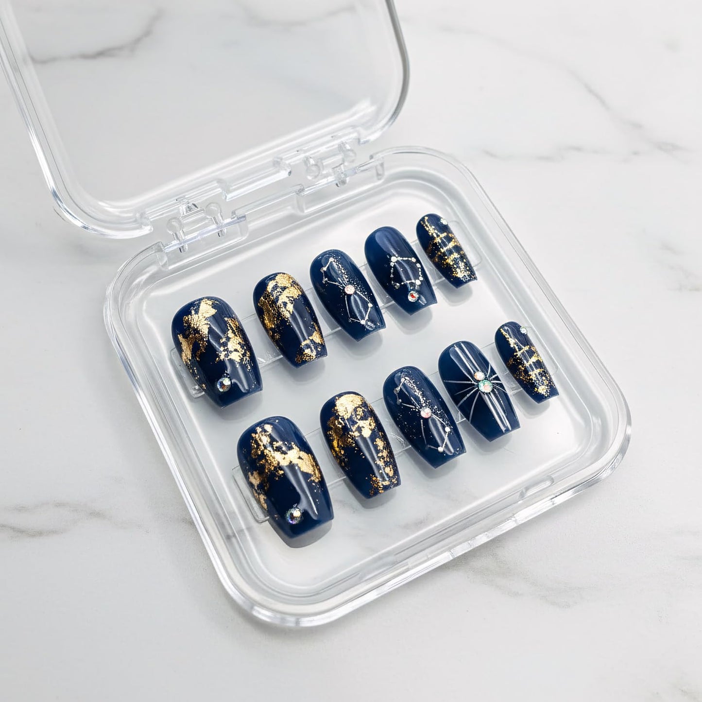 12 Pcs Press on Nail Storage Box with 60 Pcs Double Sided Adhesive Tapes, Nail Packaging Boxes Fake Nail Display Case Crystal Clear Nail Storage Box with Gift Box for Nail Art Business Nail Salon